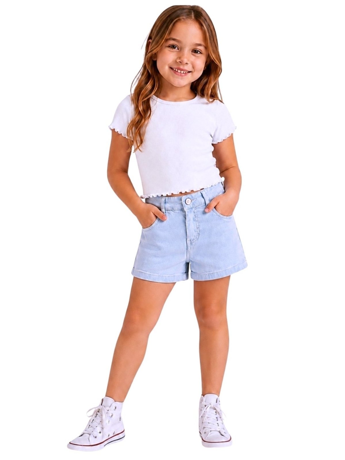 Infantil - Shorts Sarja Crawling Feminino Lilás Claro