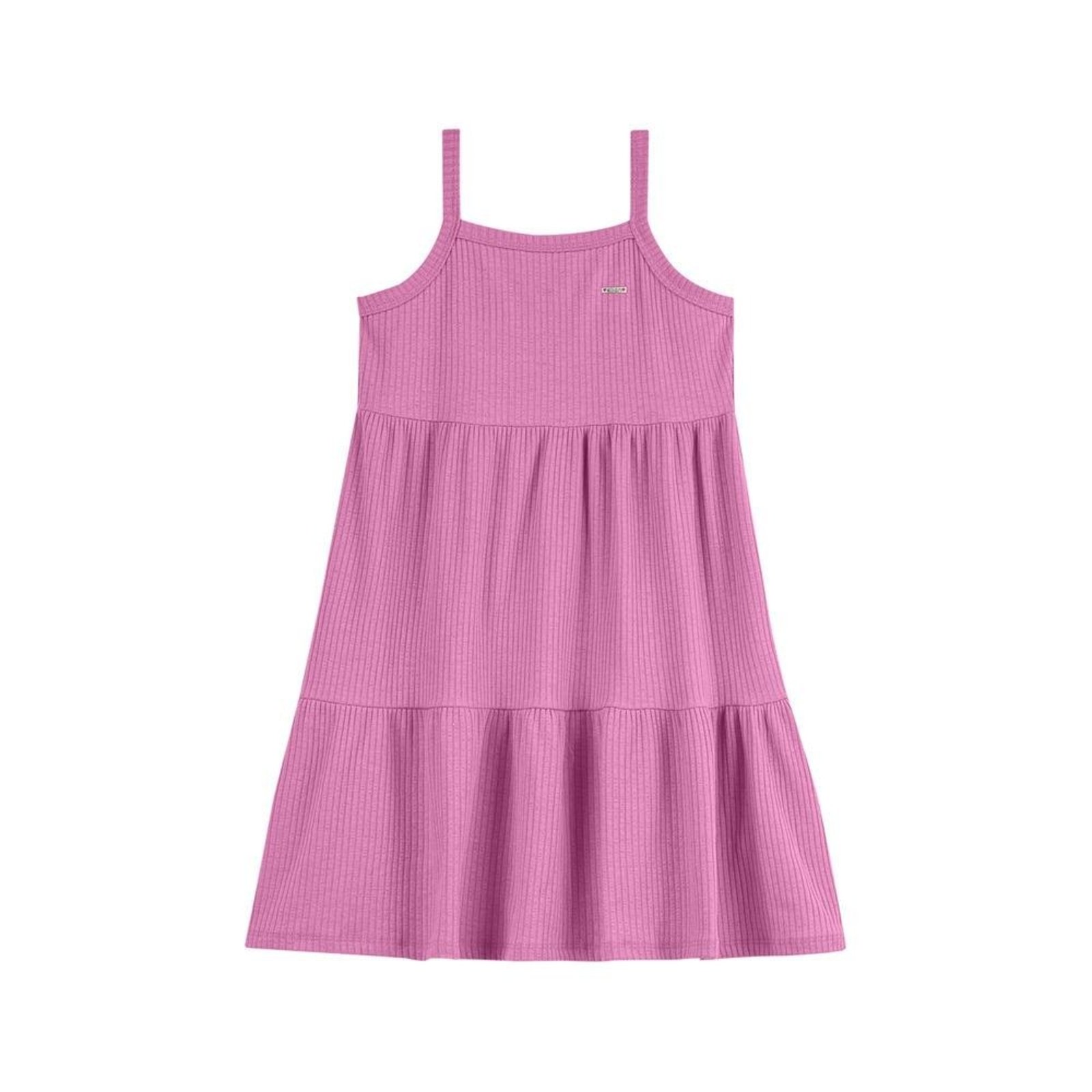 Infantil - Vestido Canelado Três Marias Alcinha Elian Rosa 10 Rosa