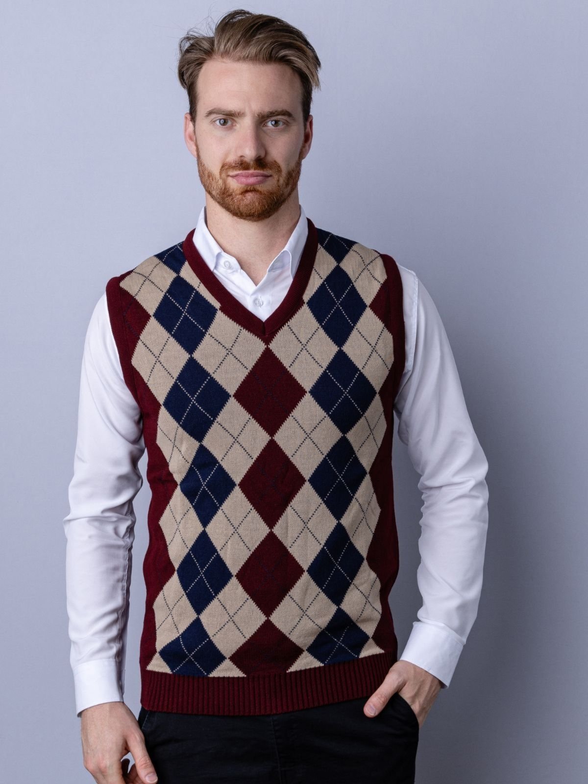 Colete com jacquard