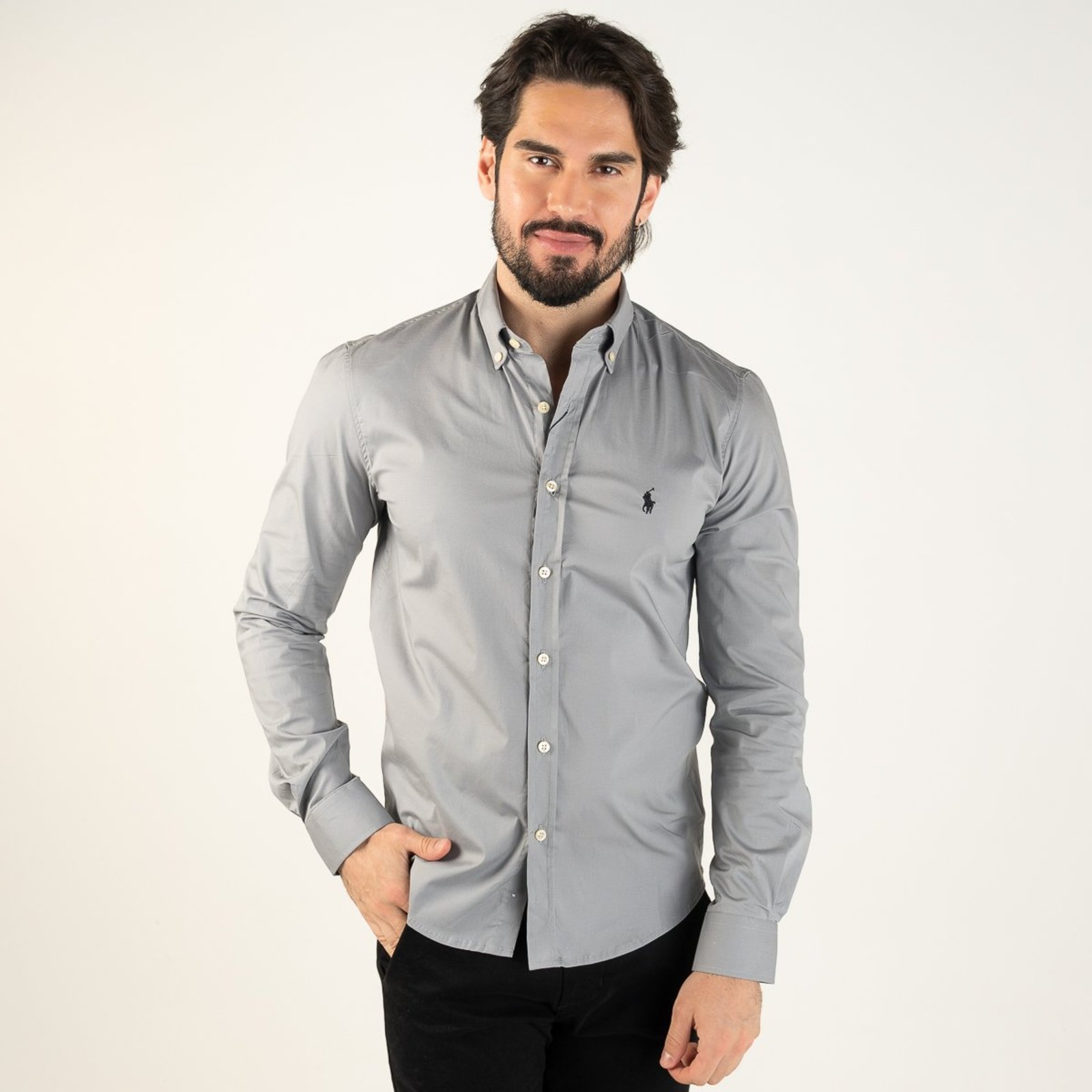 Camisa RL Classic Custom Fit Cinza
