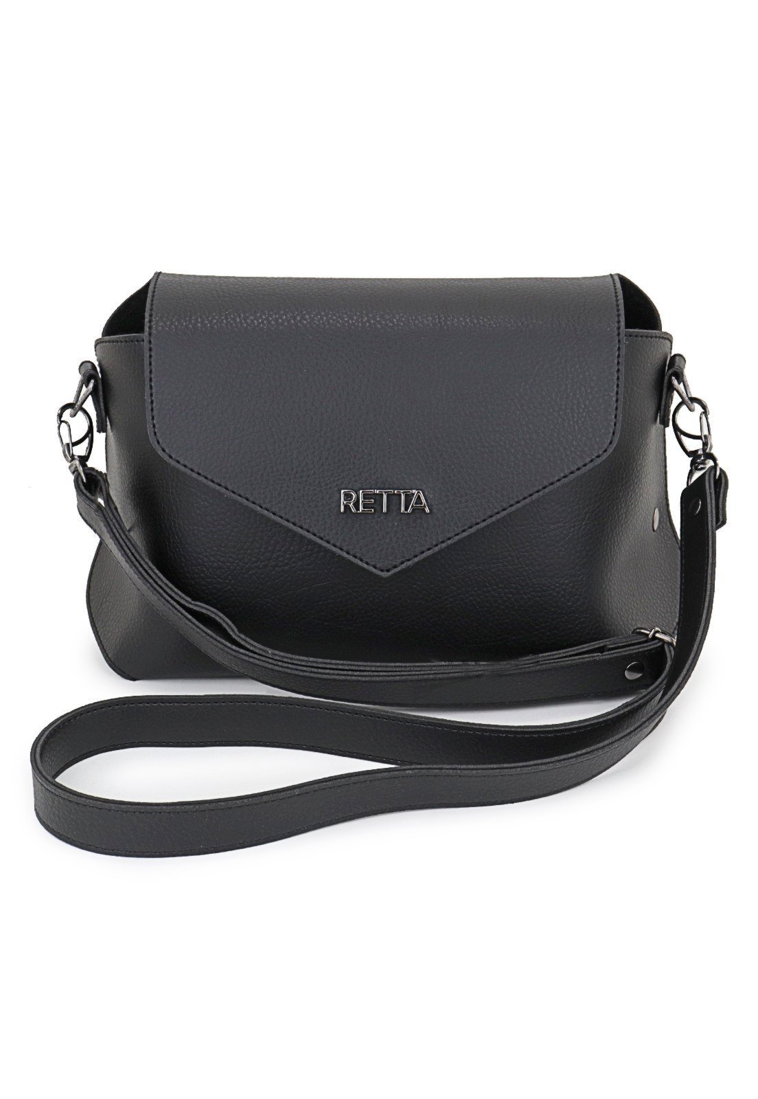 Vista 3 Bolsa Feminina Carteiro com Alça Transversal Espaçosa Retta Oficial Retta Shoes preto Retta Shoes preto