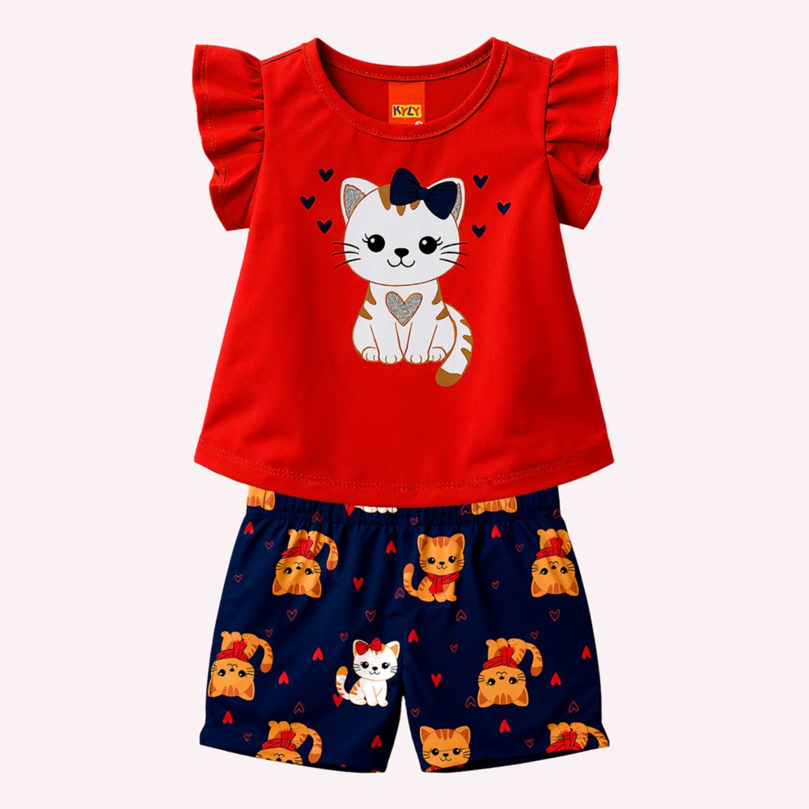 Vista 3 Infantil - Conjunto Menina Gatinha Kyly branco Kyly branco