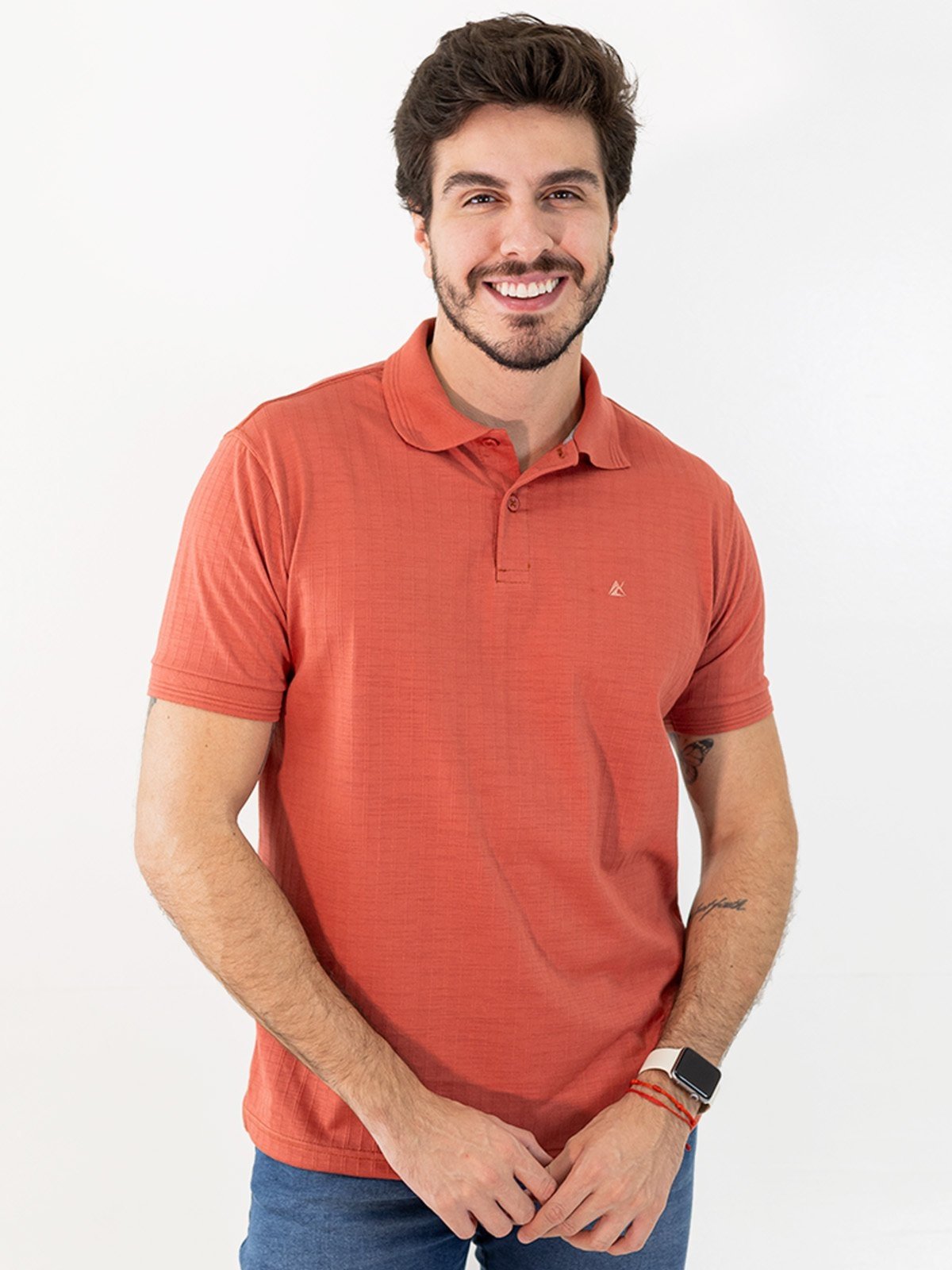 Camisa Polo Tradicional Algodão Textura Quadriculada Anticorpus