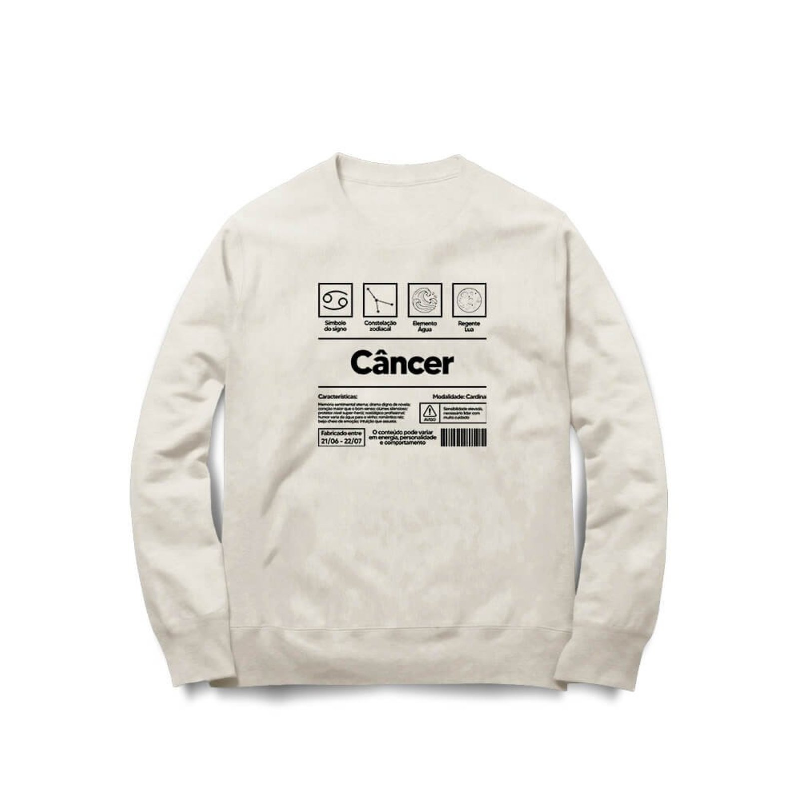 Moletom Câncer - Off White - Casual - Studio Geek