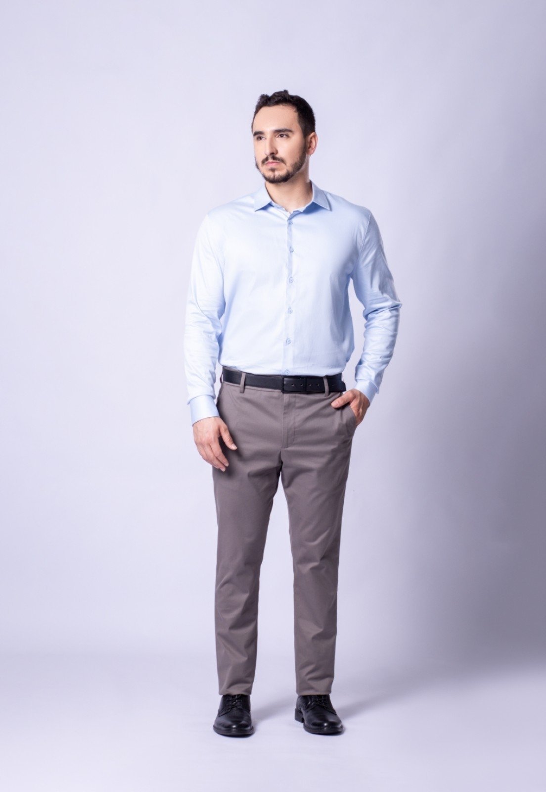 Camisa Slim Fit Manga Longa - Azul Claro