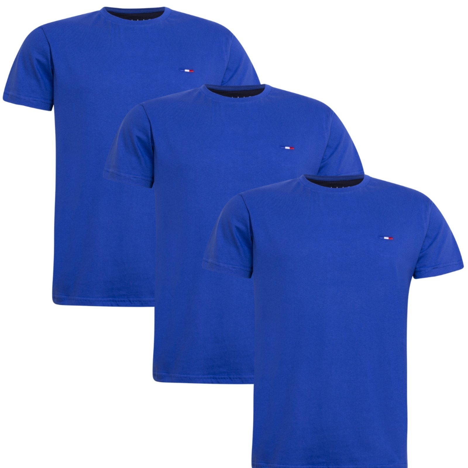Kit 3 Peças Camisetas Básicas Masculina Industrie em Algodão Premium no Estilo Tommy Bordado França Royal