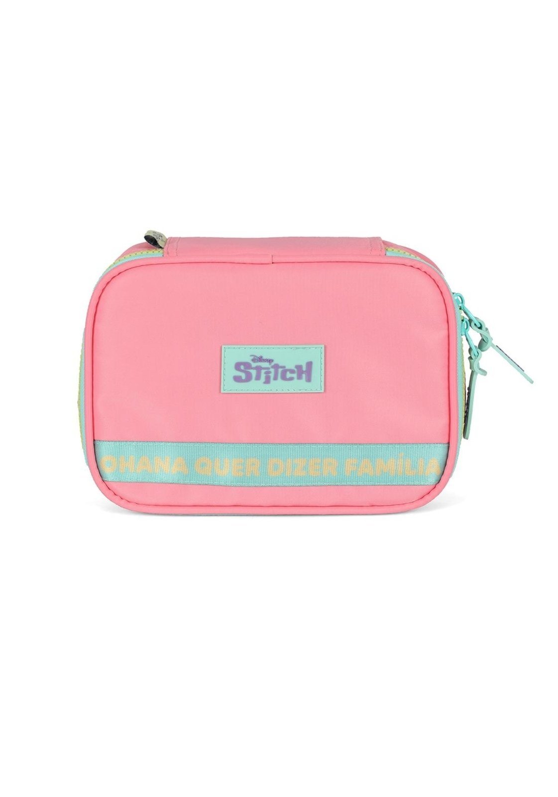 Vista 2 Infantil - Estojo Box Juvenil Médio 100 pens Náilon Stitch Disney Luxcel laranja Luxcel laranja
