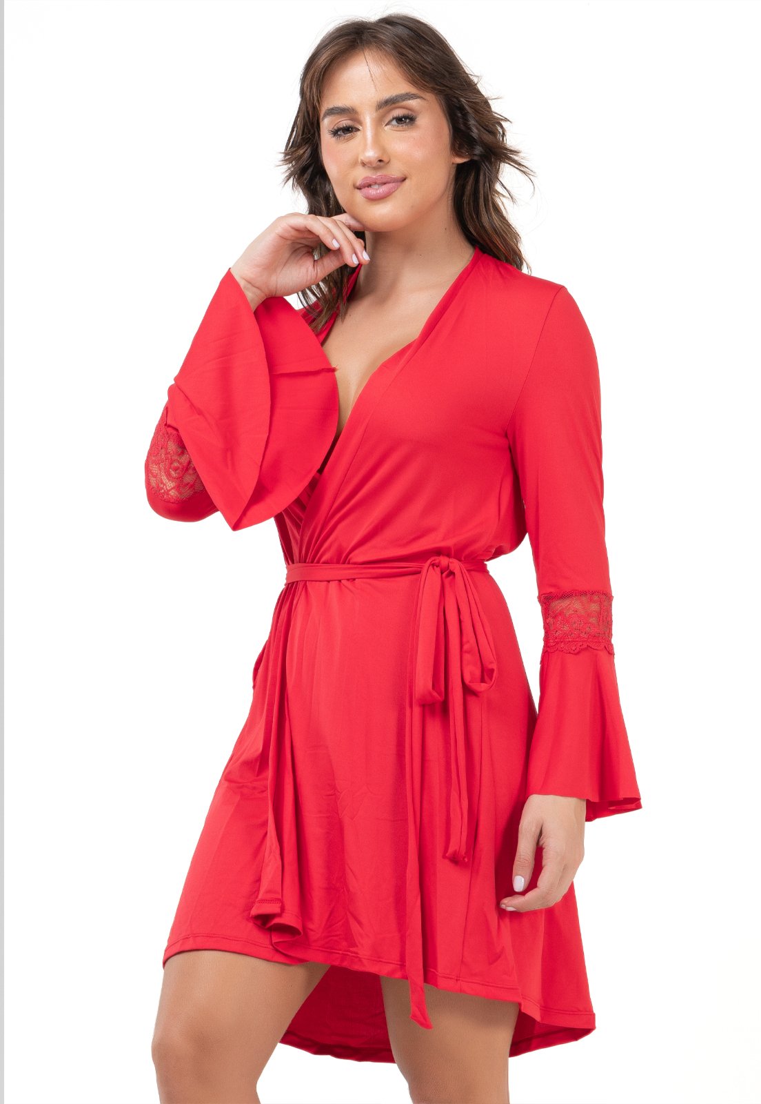 Robe Mood Modas Feminino Hobby Madrinha Manga Longa Roupão Sexy Noiva Robe 241 Vermelho