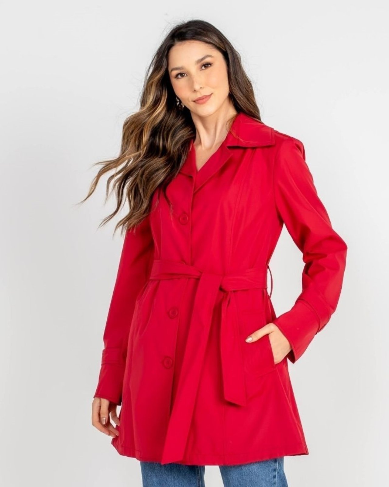 Trench Coat Sobretudo Forro Onça Vermelho