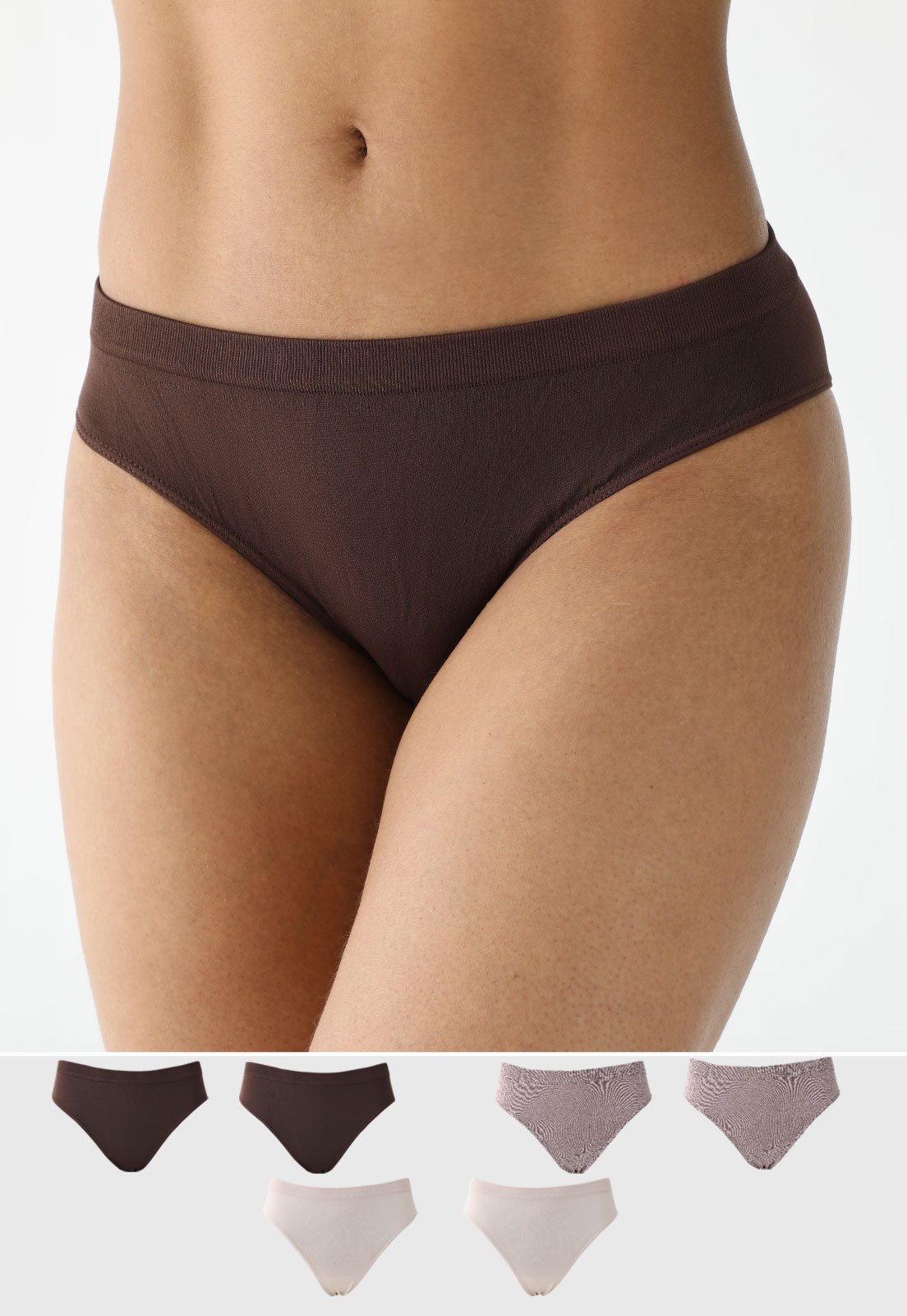 Kit 6pçs Calcinha Trifil Biquíni Lisa Marrom