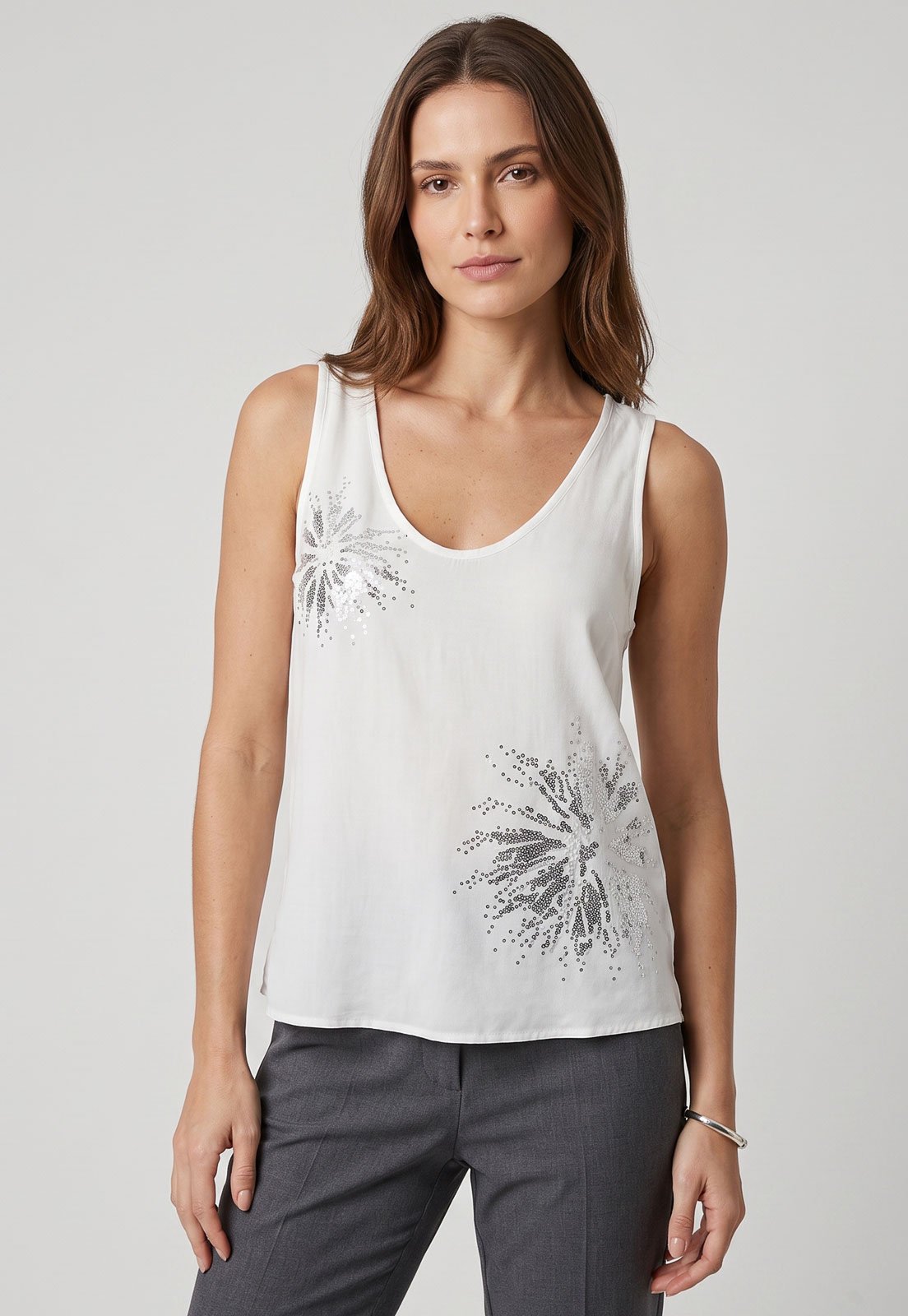 Blusa Feminina Lez a Lez Detalhe Brilho Branca