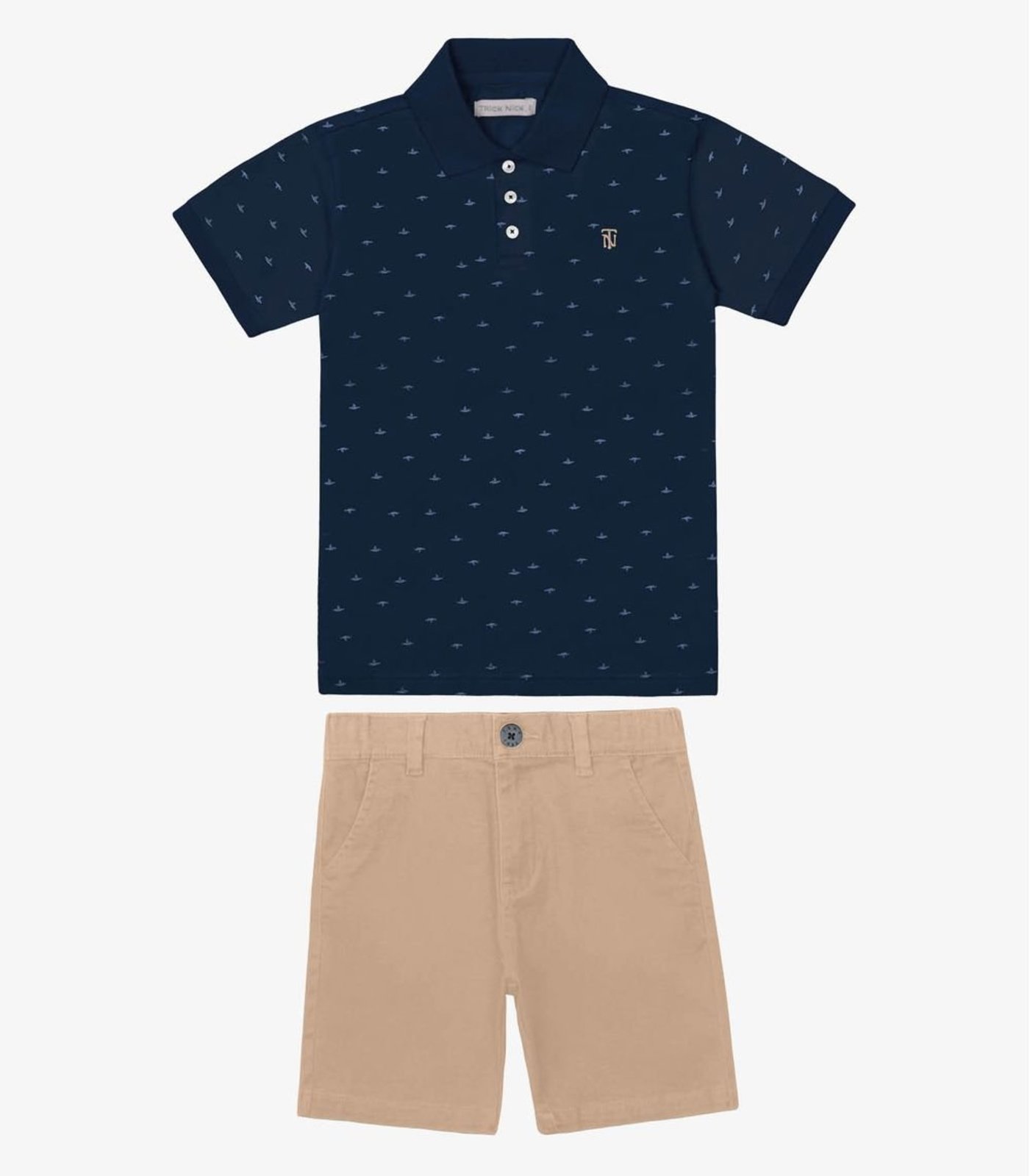 Infantil - Conjunto Polo Com Bermuda Trick Nick Azul