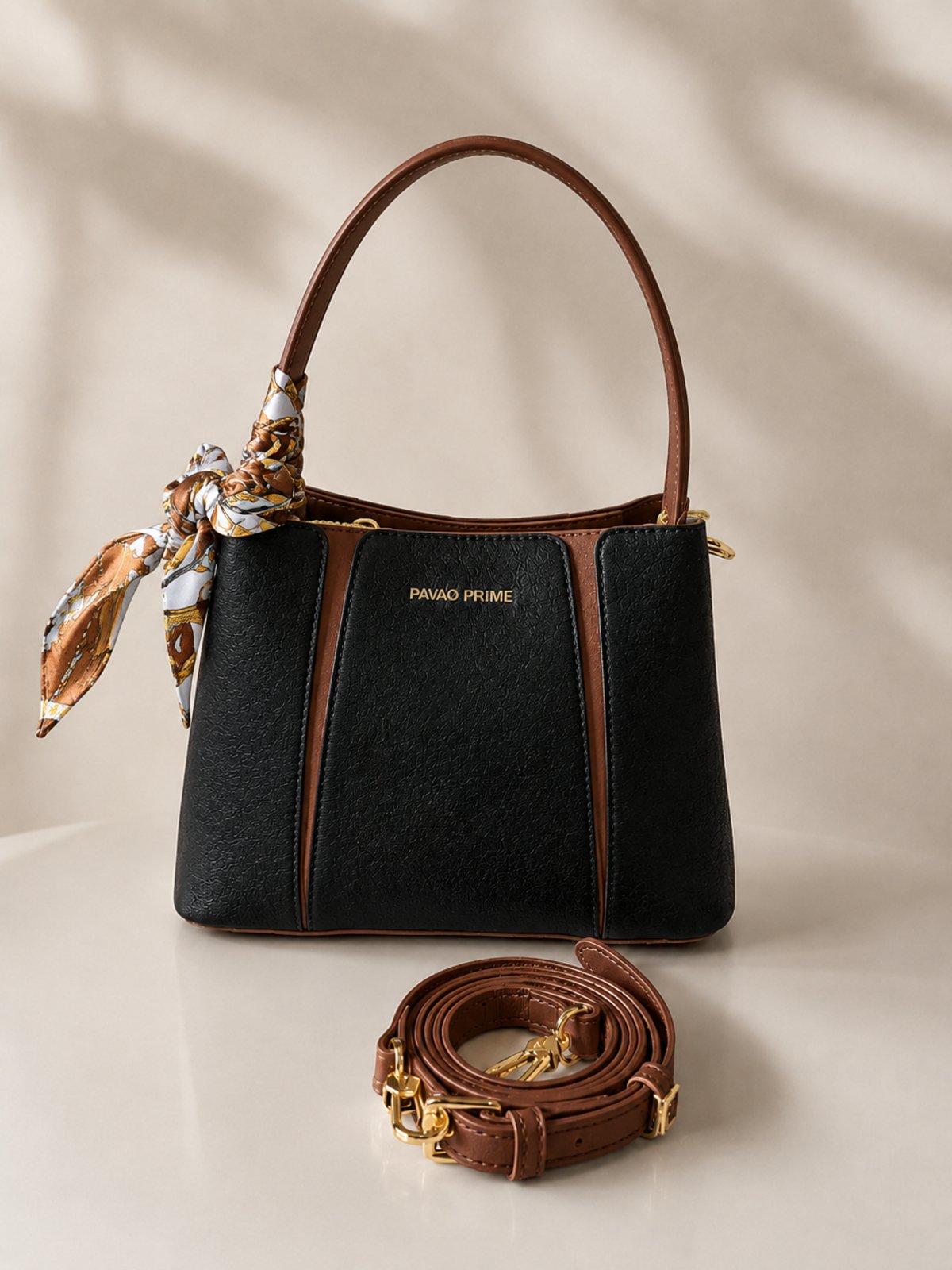 Bolsa Feminina D Bell Outlet Fashion Lenço Decorativo Preta