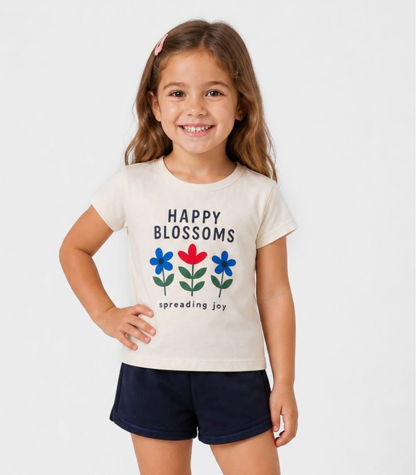 Infantil - Conjunto Menina Blusa Estampada e Short Select Preto