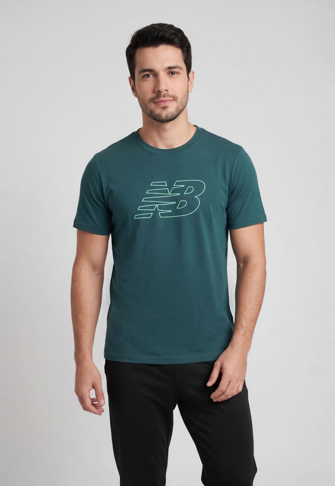 Camiseta Masculina New Balance Logo Verde