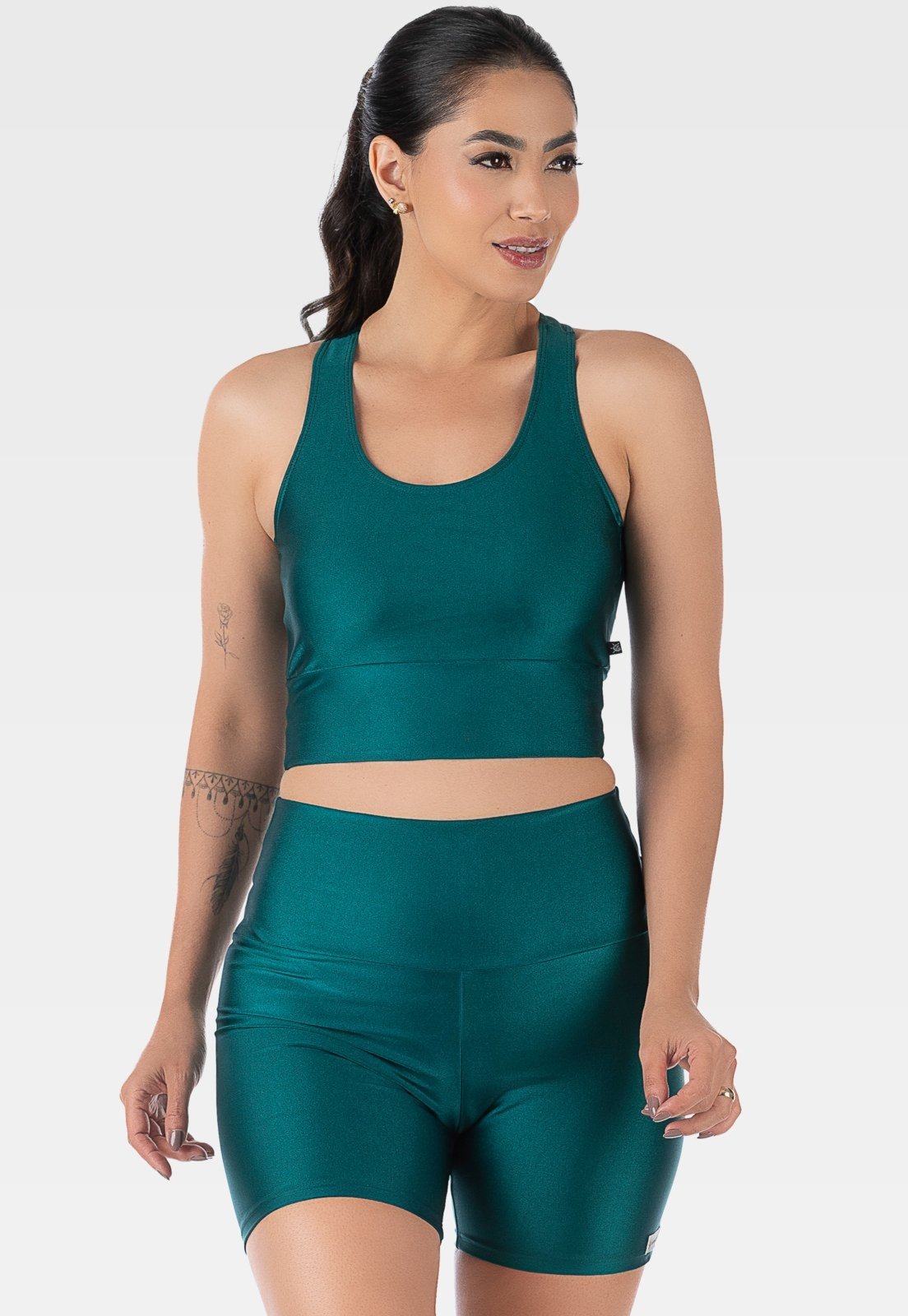 Conjunto Fitness Cirrê Short e Top Summer Soul Verde