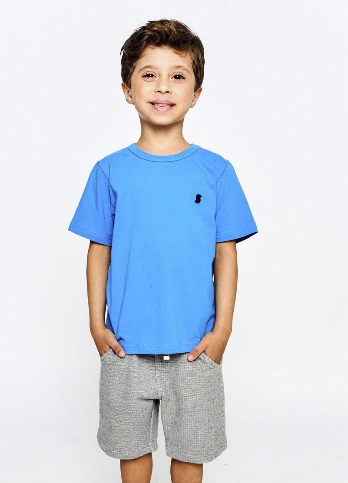 Infantil - Camiseta Menino Básico Alphabeto Azul