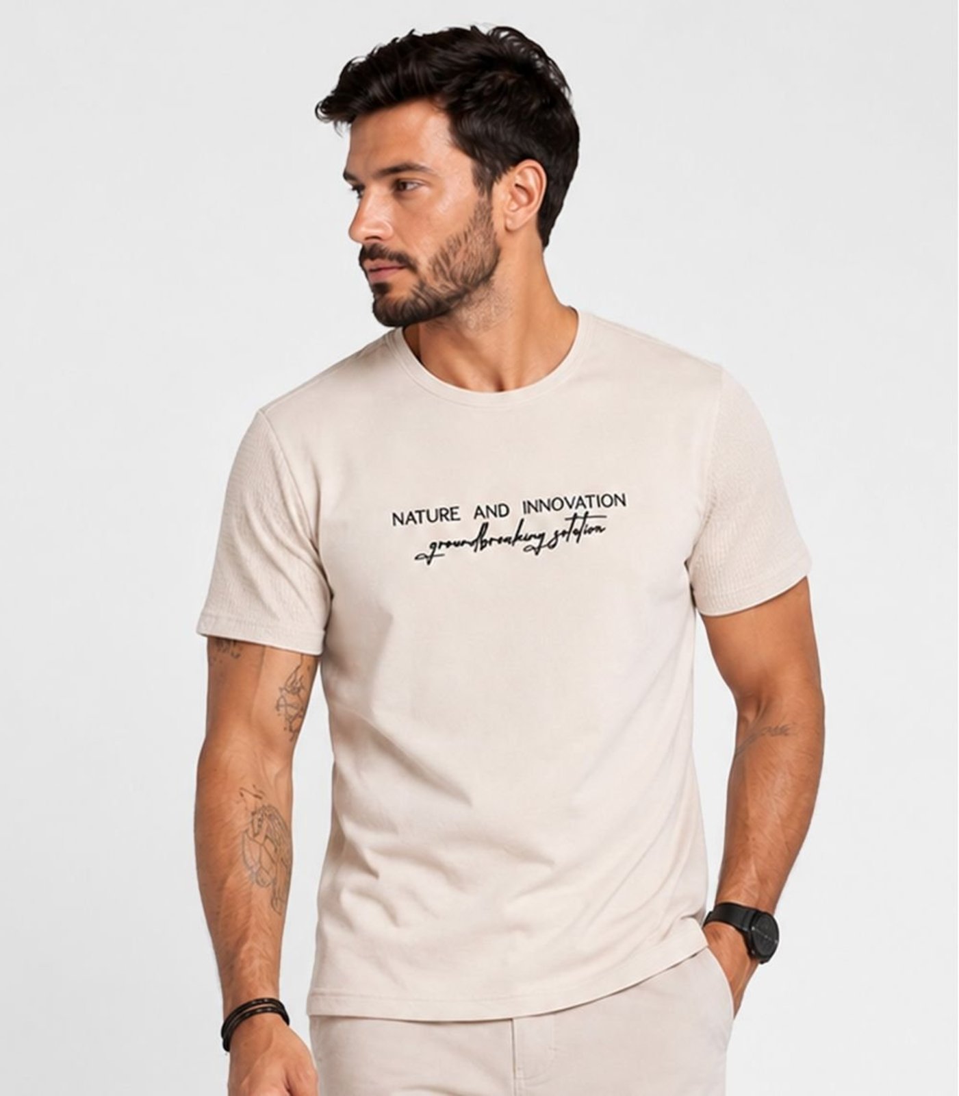 Camiseta Masculina em Pique Select Bege