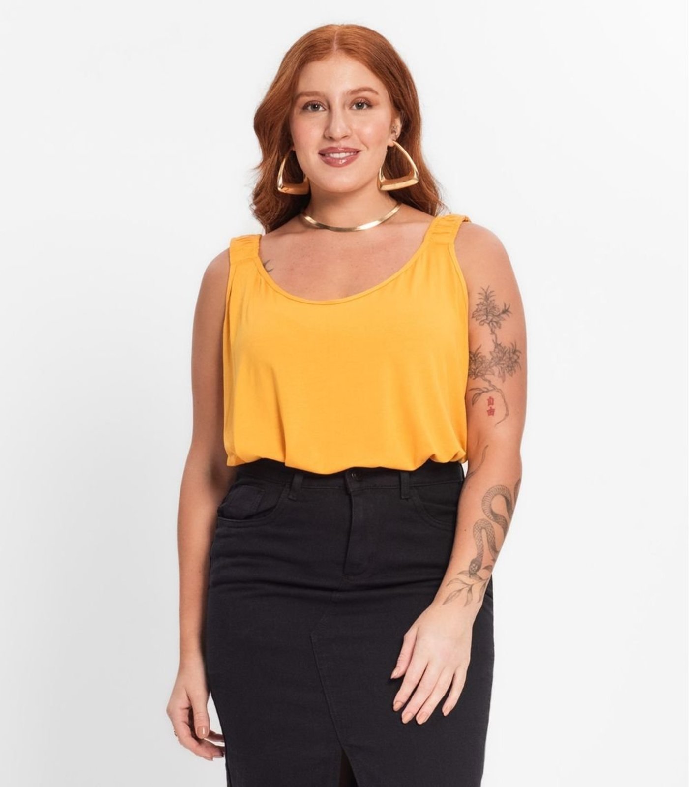 Vista 2 Blusa De Alça Feminina Plus Size Secret Glam Rovitex Plus Size marrom Rovitex Plus Size marrom