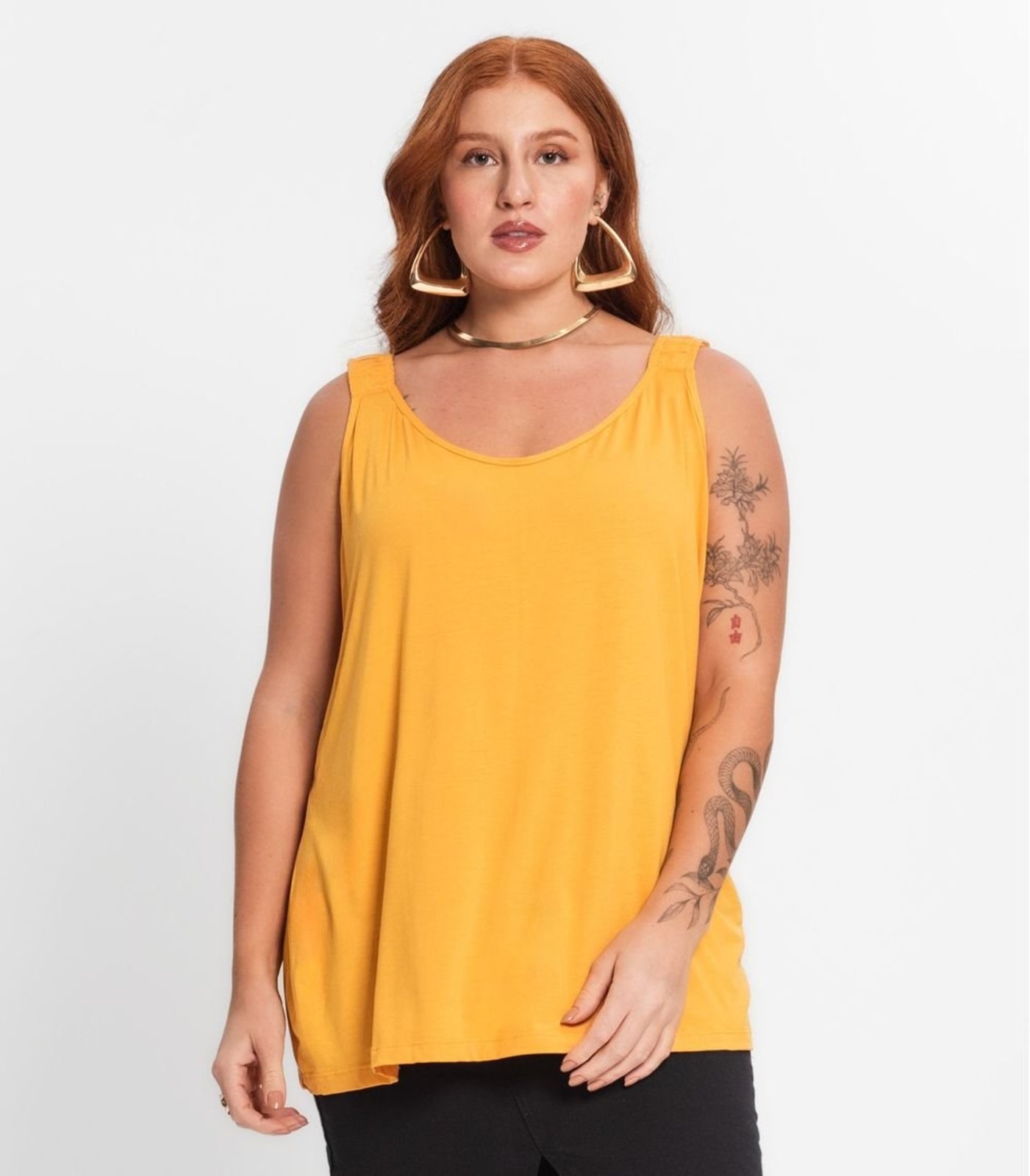 Vista 3 Blusa De Alça Feminina Plus Size Secret Glam Rovitex Plus Size marrom Rovitex Plus Size marrom