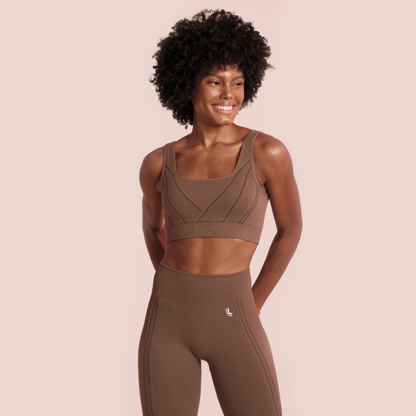 Top Fem Esportivo Max Lupo Seamless Academia New Lançamento 71926 Castanho