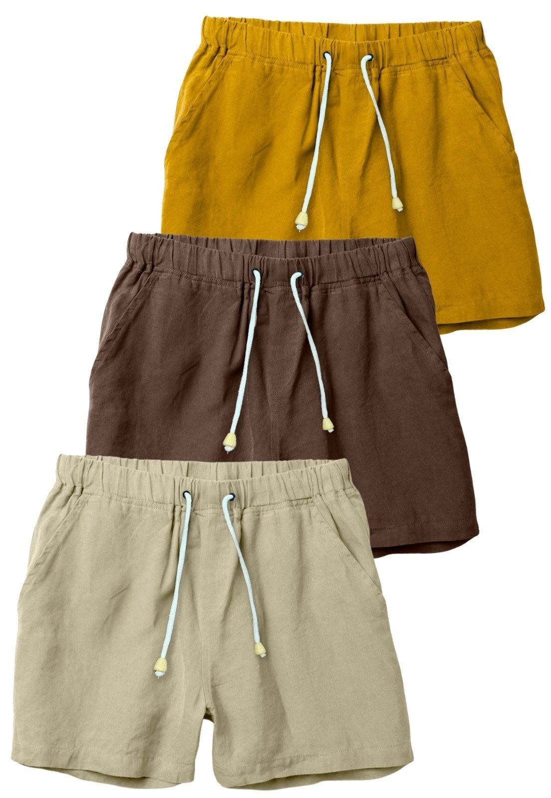 Kit 3 Shorts Linho Premium Relaxado Bermuda Masculina