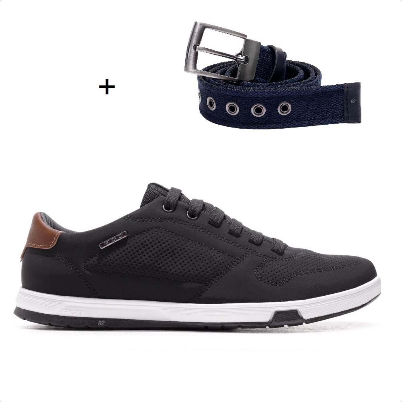 Sapatênis Pegada Casual Element Masculino + Cinto Dupla Face Fivela Preto