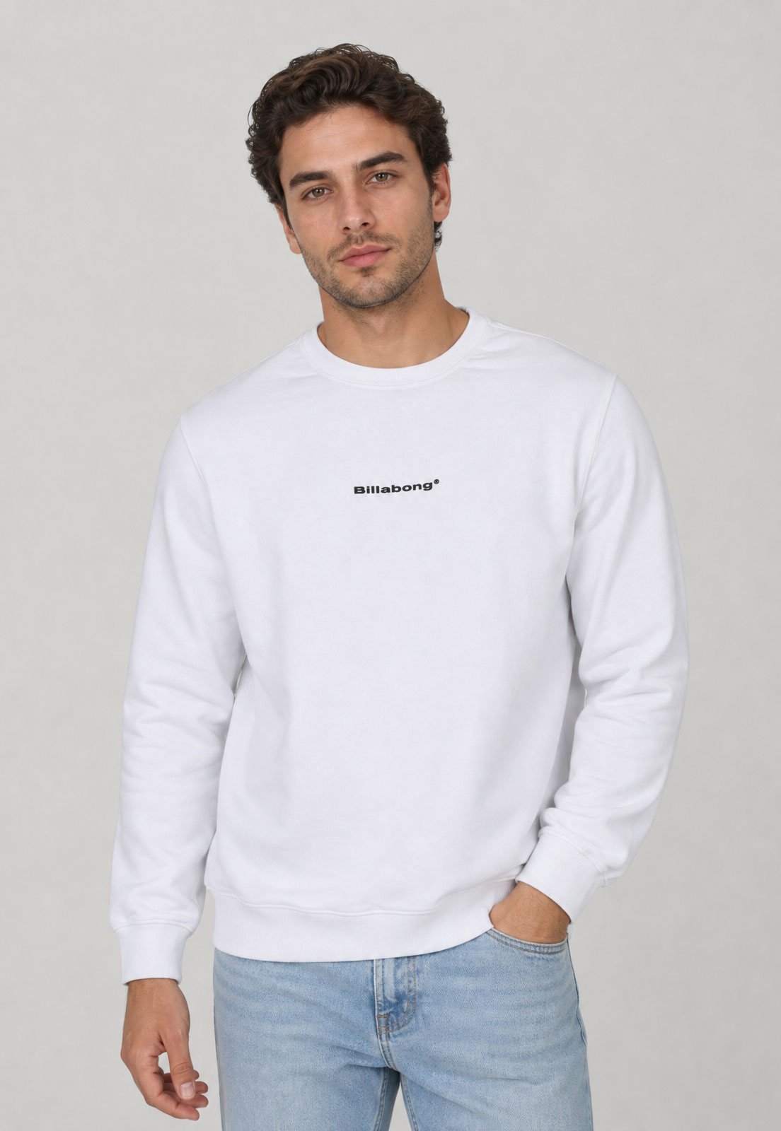 Blusa de Moletom Masculina Billabong Logo Branca