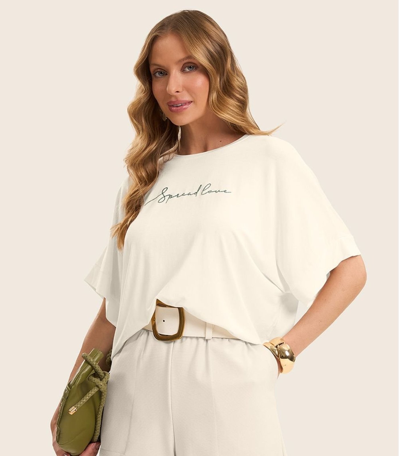 Blusa Feminina em Viscotorcion Rovitex Bege