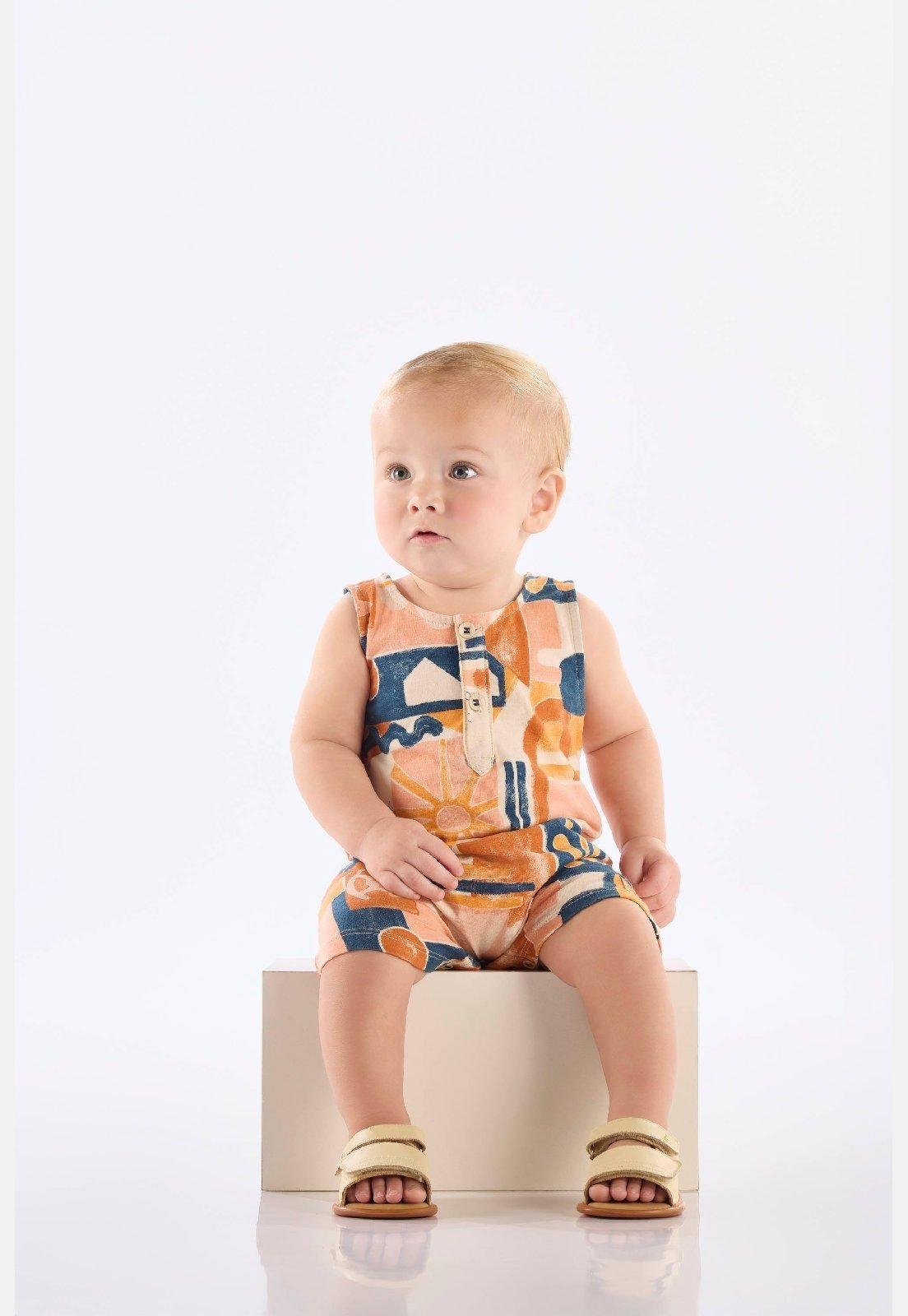 Infantil - Macaquinho com Estampa Abstrata Up Baby Laranja