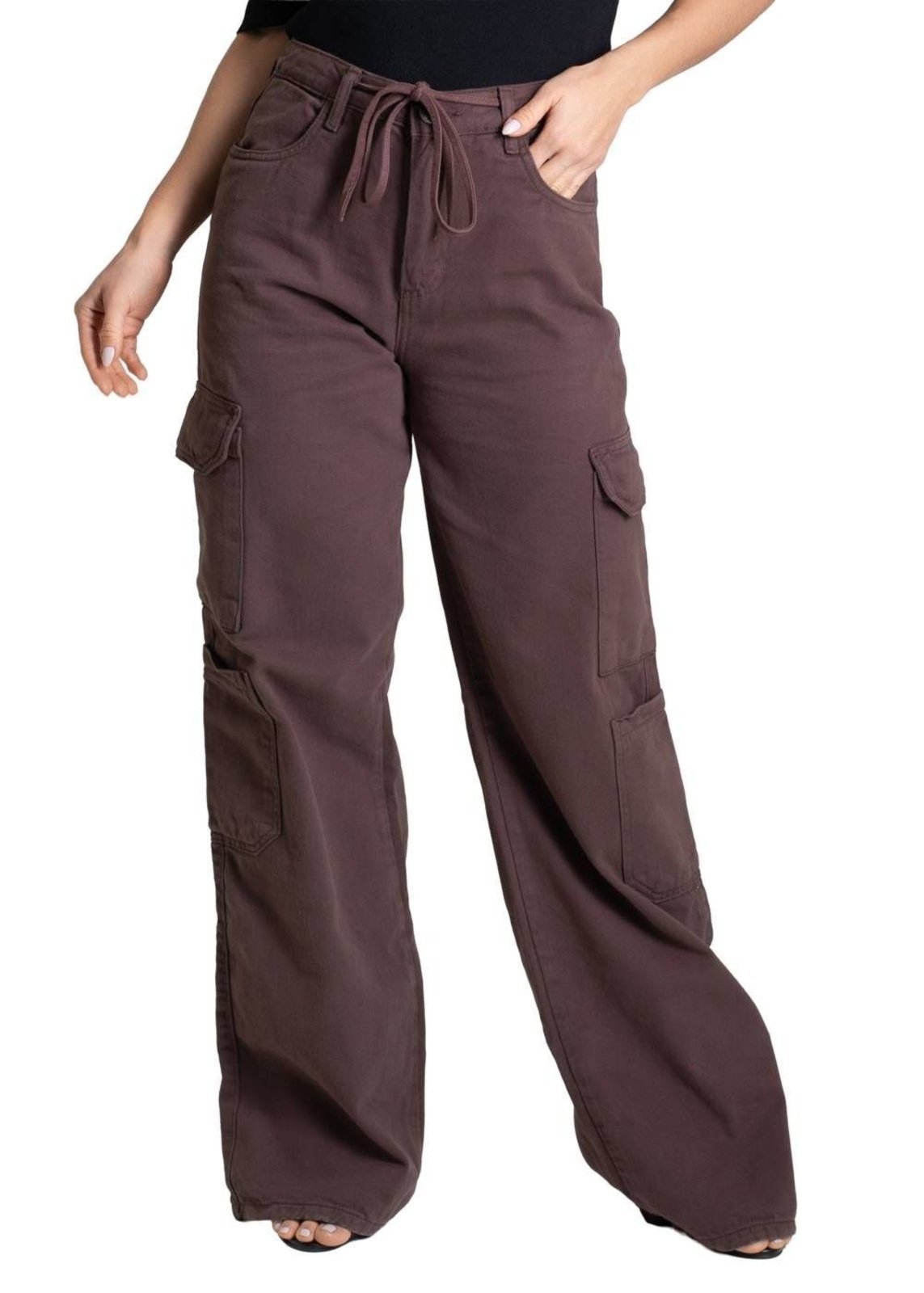 Calça Sarja Sawary Wide Leg – 279524 – Marrom – Sawary
