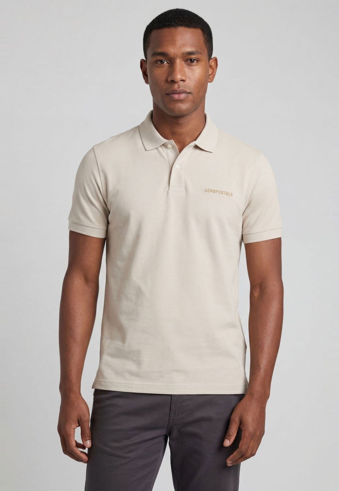 Camiseta Polo Masculina Aeropostale Clássica Algodão Areia