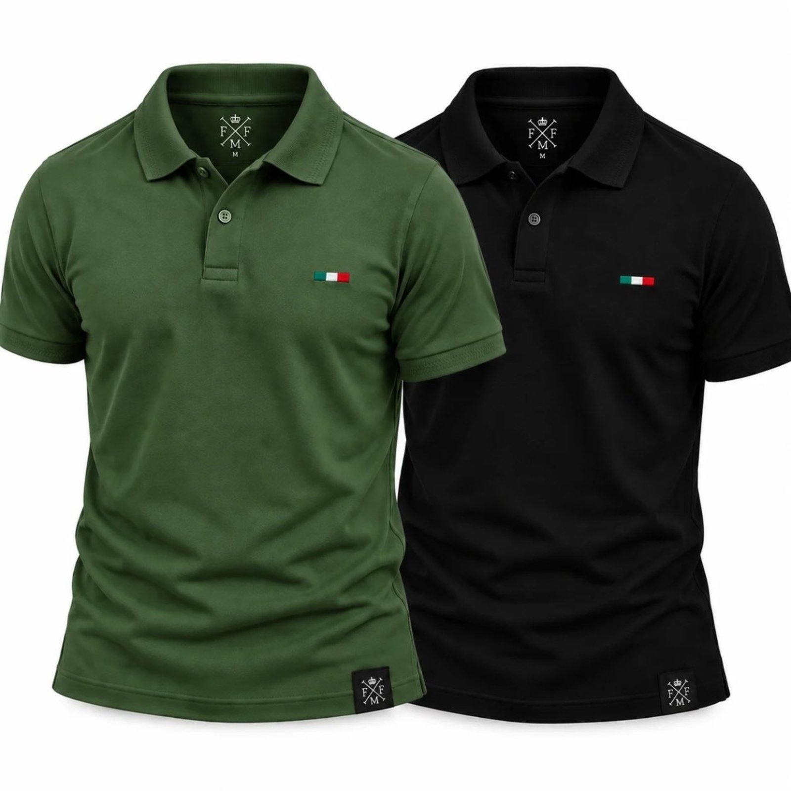 Kit 2 Camisas Polo Masculinas FMF Bordado Itália Verde