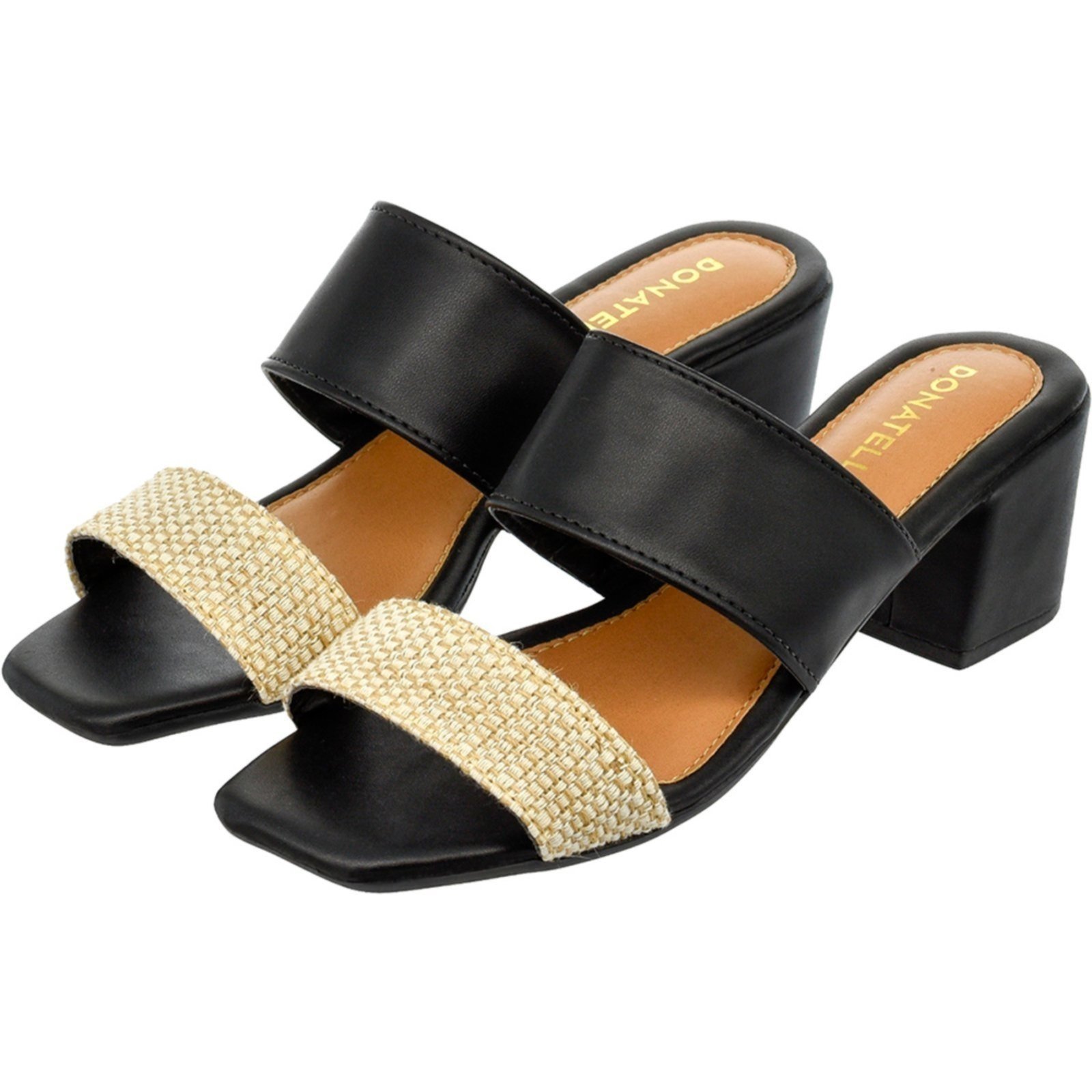Vista 2 Sandália Feminina CM Calçados Bico Quadrado Salto Alto Bloco Juta Monte Shoes preto Monte Shoes preto