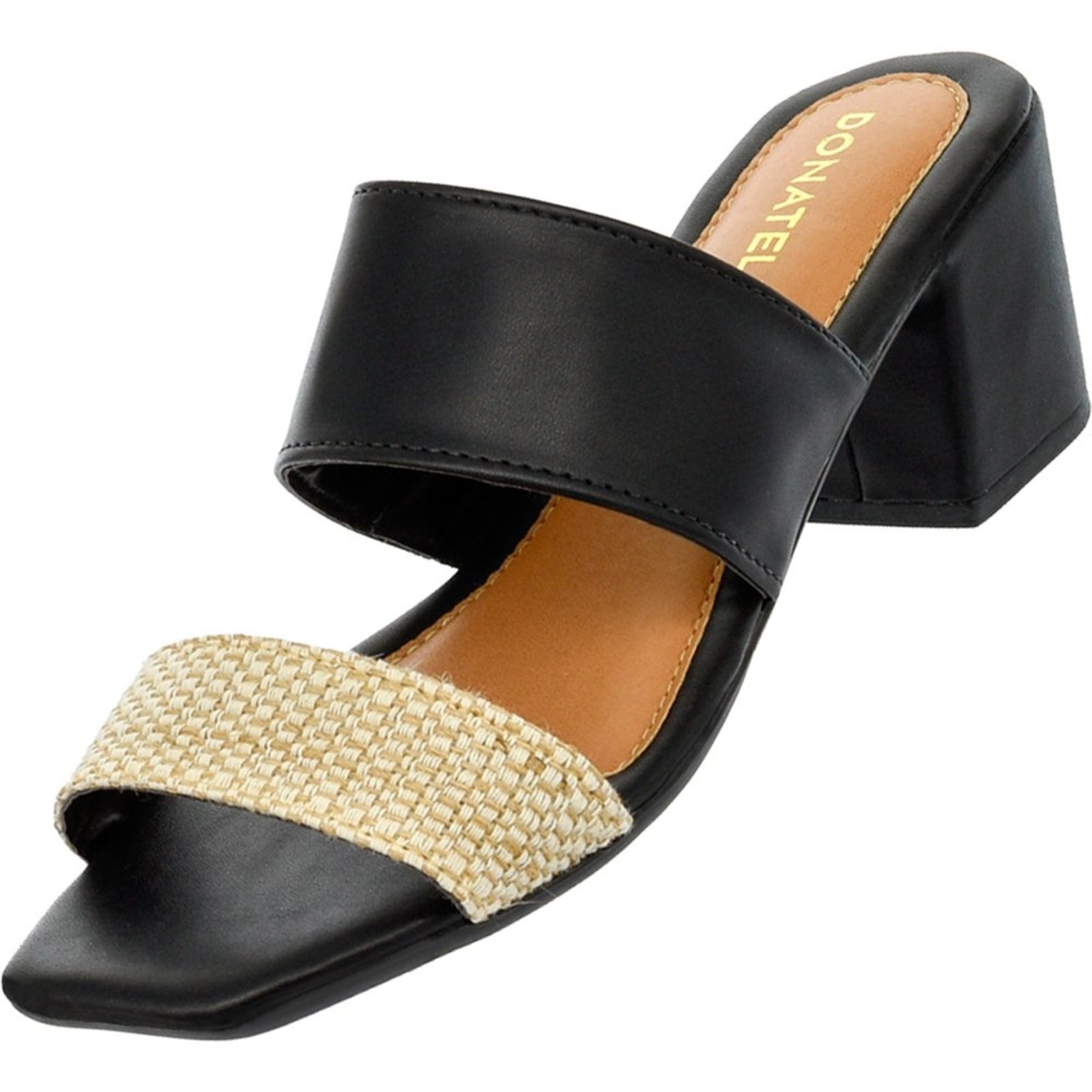 Vista 3 Sandália Feminina CM Calçados Bico Quadrado Salto Alto Bloco Juta Monte Shoes preto Monte Shoes preto