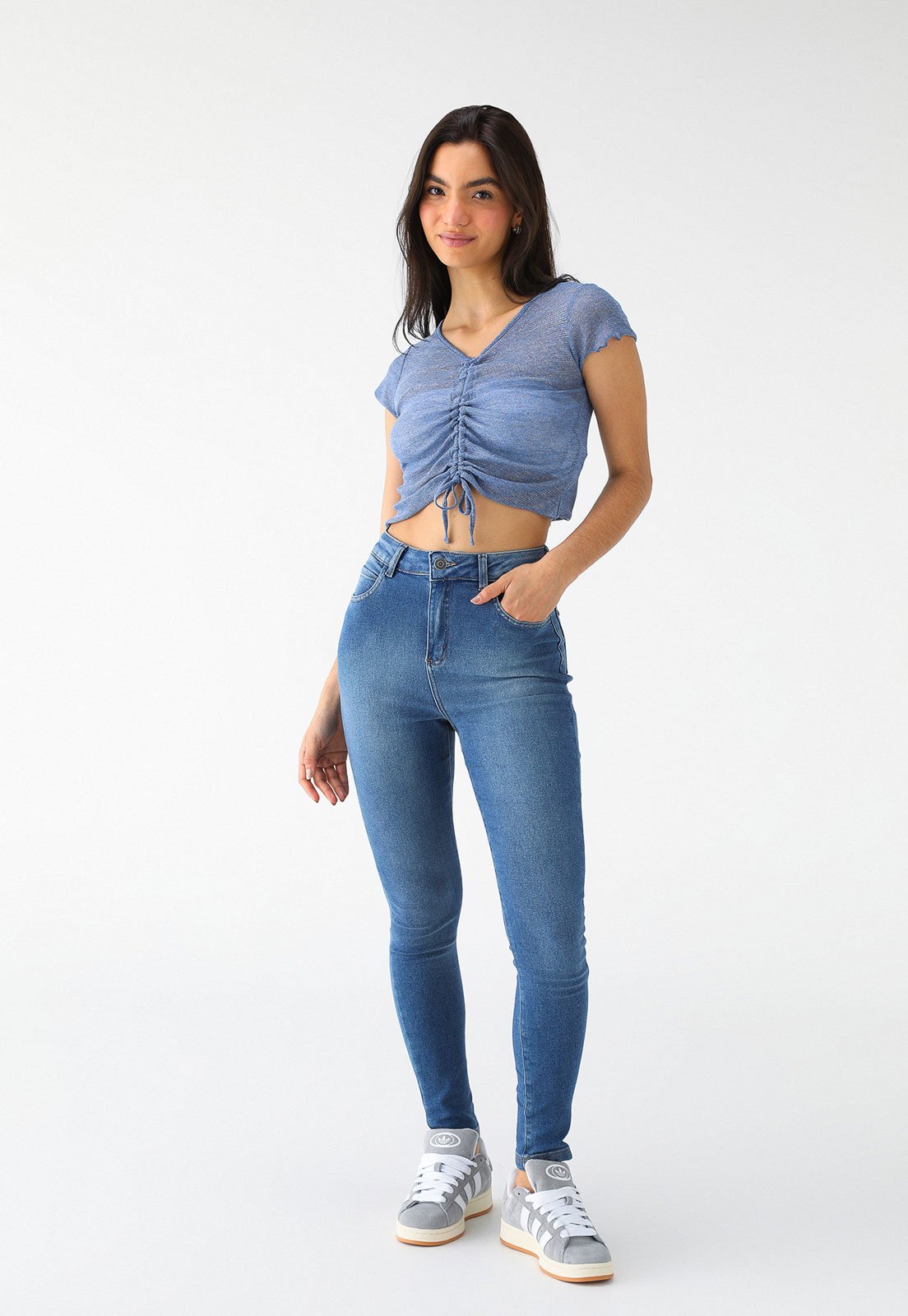 Blusa Cropped Aeropostale Ajustada Ajuste Azul