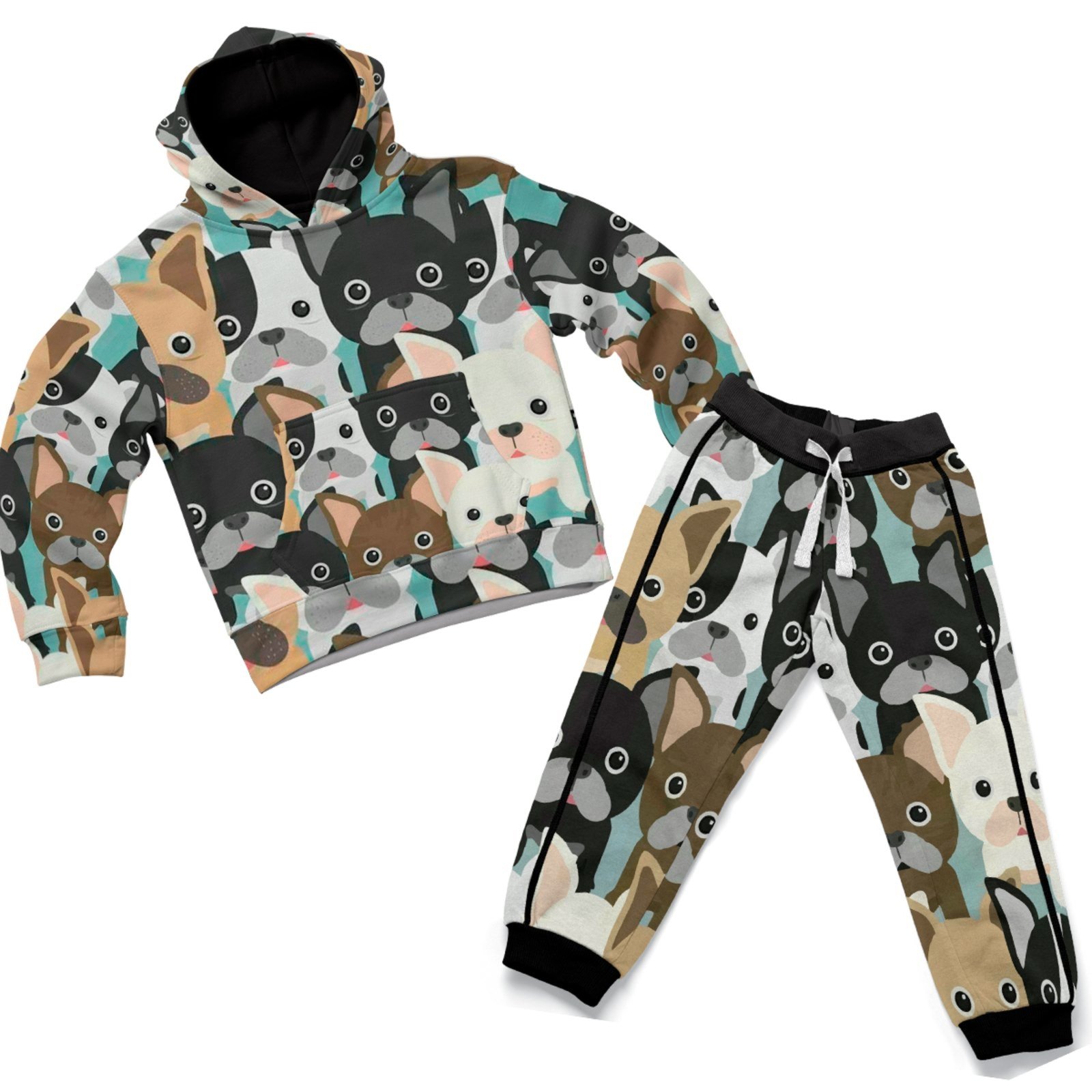 Infantil – Conjunto Moletom Temático Personagens Para o Frio Doguinhos Filhotes Marrom Preto