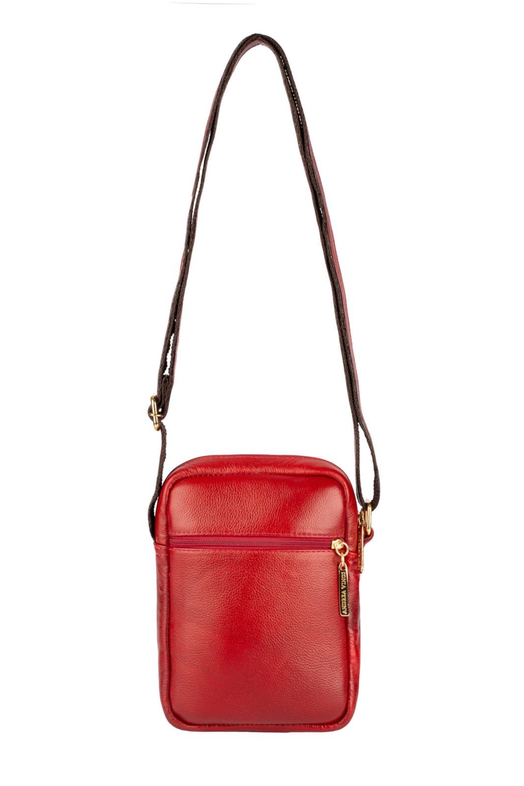 Bolsa shoulder bag de couro liso Pietra - Vermelho