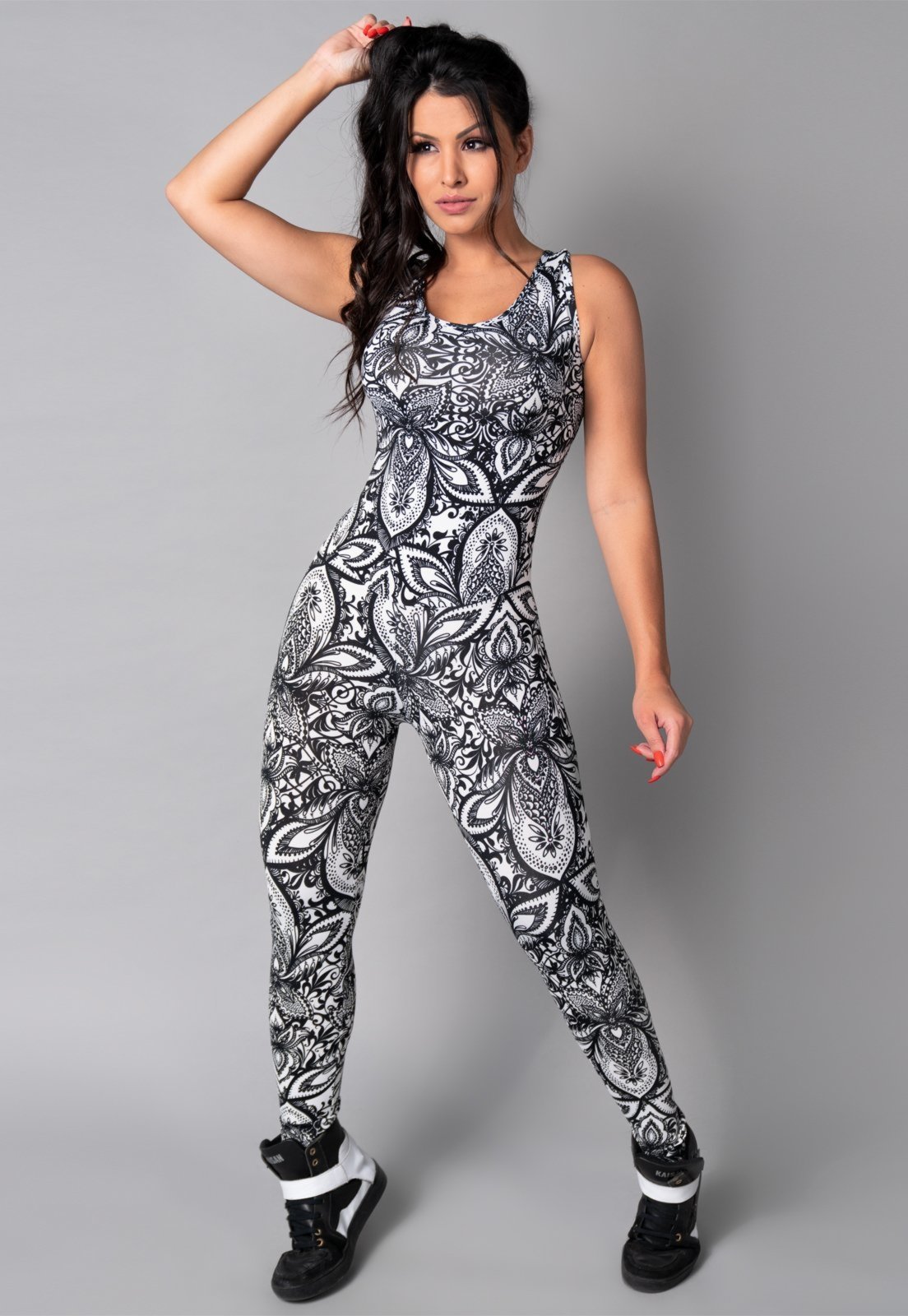 Macacão MVB Modas Longo Suplex Fitness Estampado Mandala