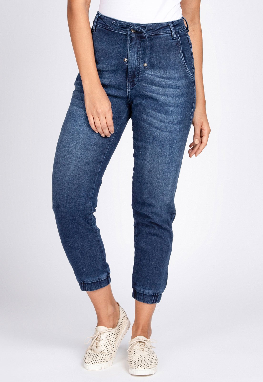 Calça Jeans Bloom Jogger Azul Marinho