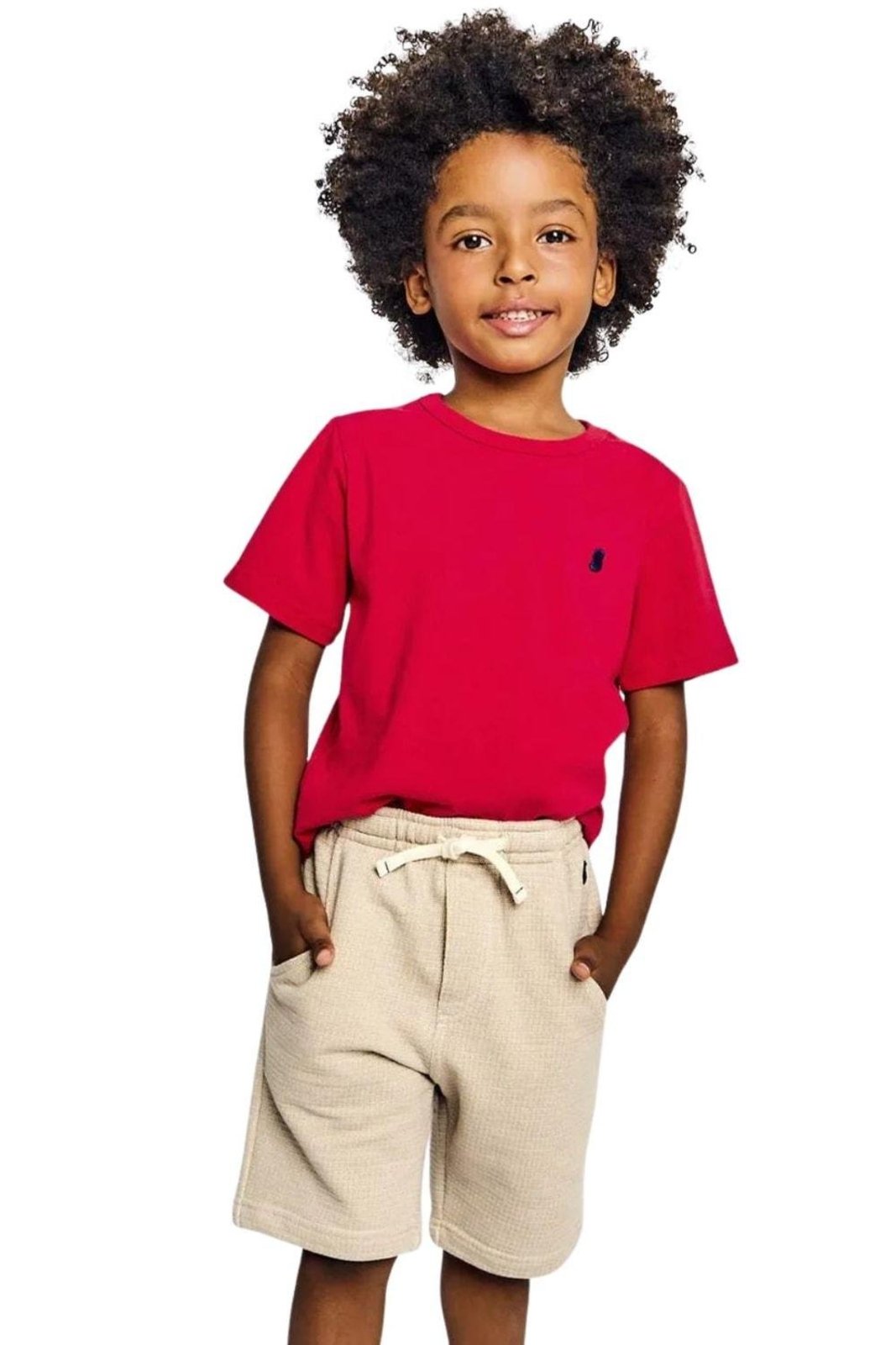 Infantil - Bermuda Moletinho Menino Básico Alphabeto Bege