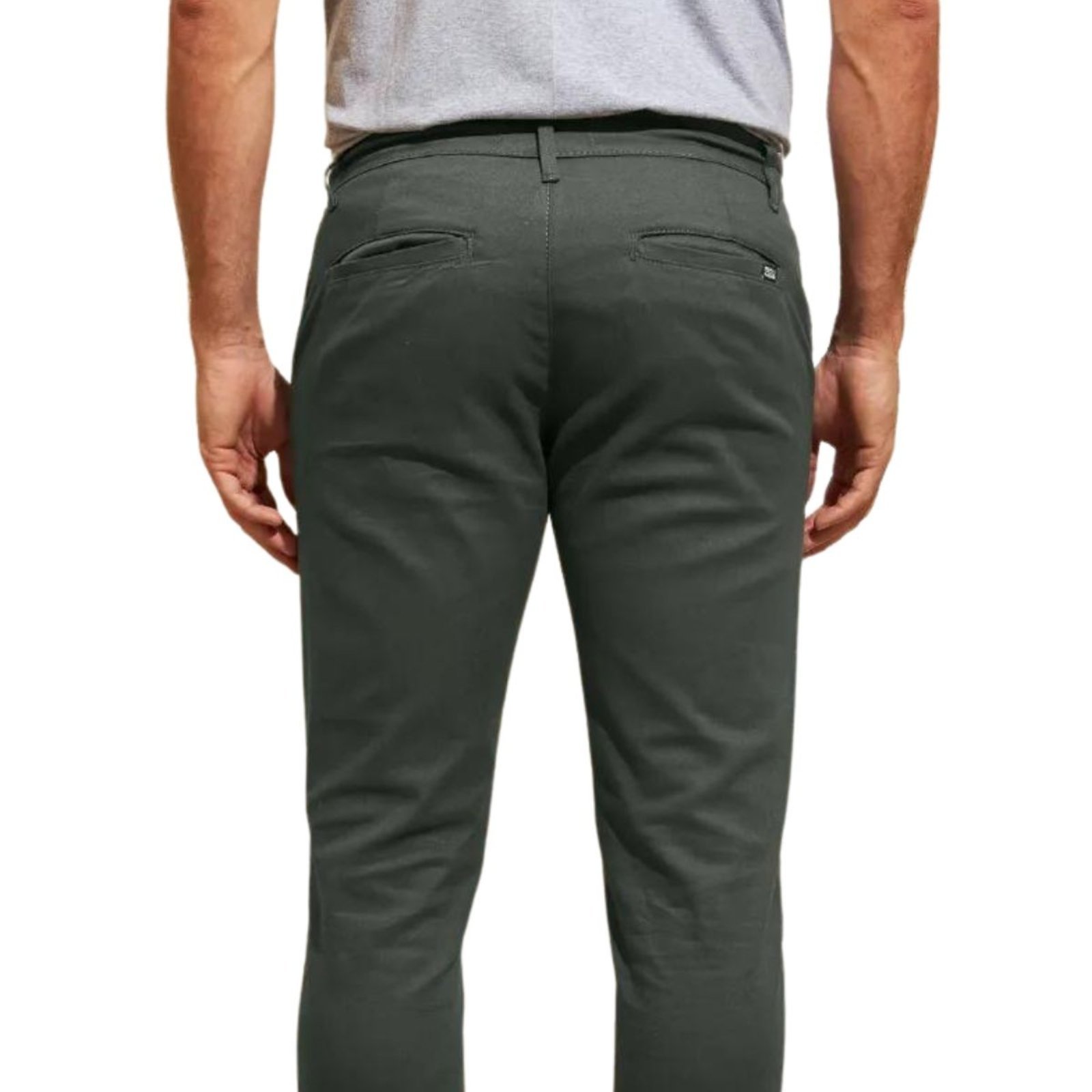 Kit 2 Calças FMF de Sarja Chino Com Bolso Traseiro Embutido Alfaiataria Skinny Preto e Cinza
