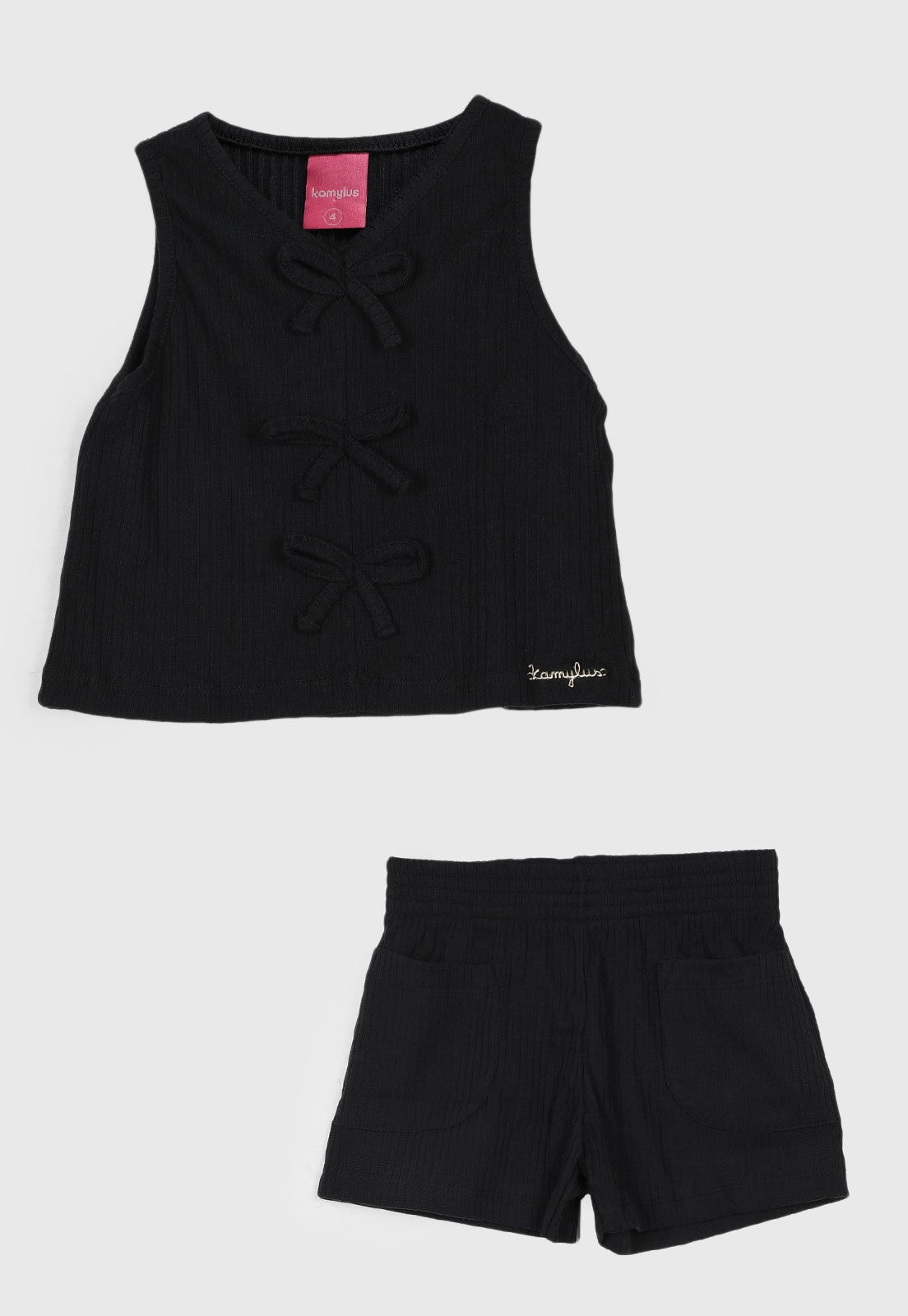 Infantil - Conjunto Curto Kamylus Laços Preto