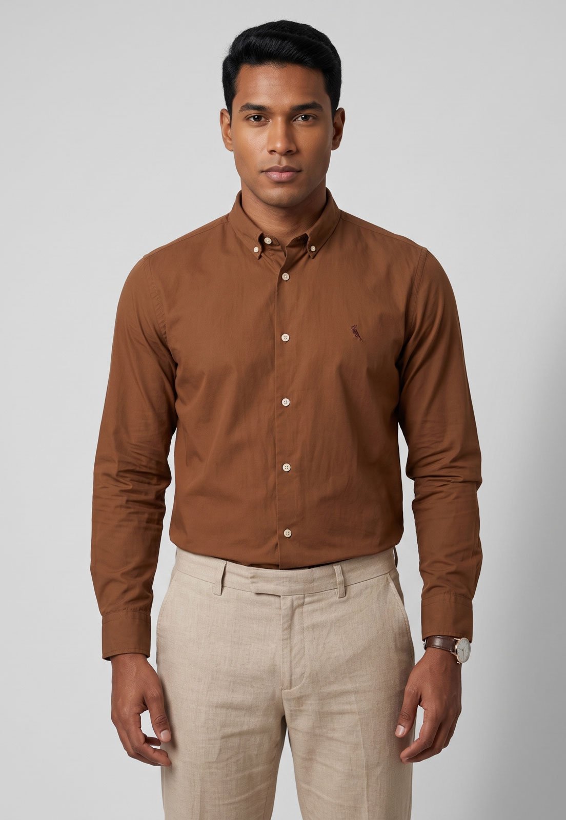 Camisa Masculina Reserva Paraty Contraste Marrom