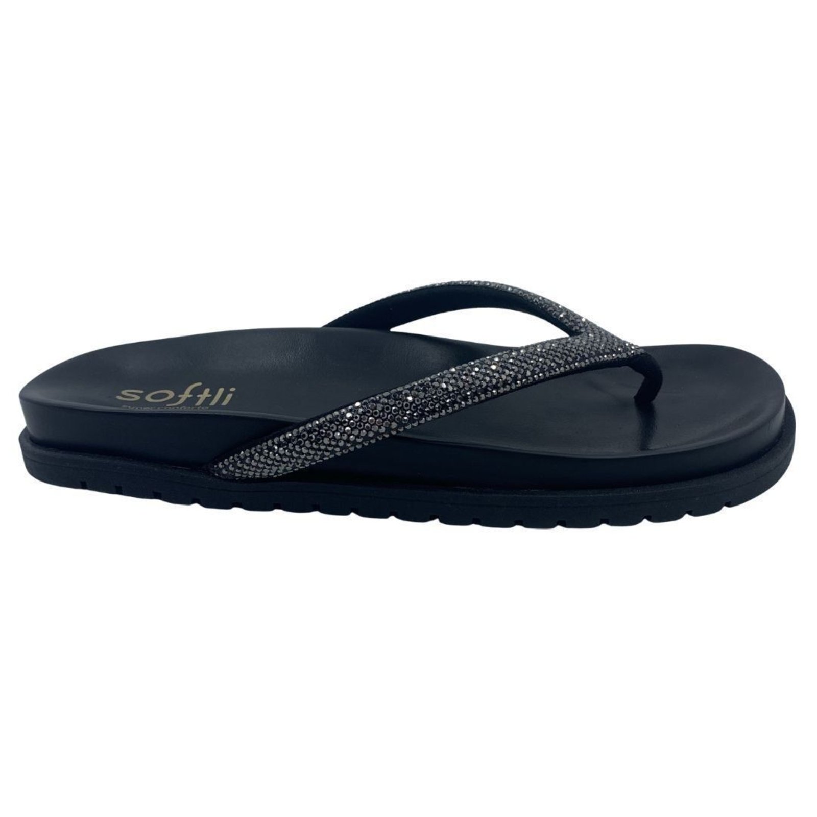 Tamanco Papete com Strass Softli Preta 10050 – Preto – softli