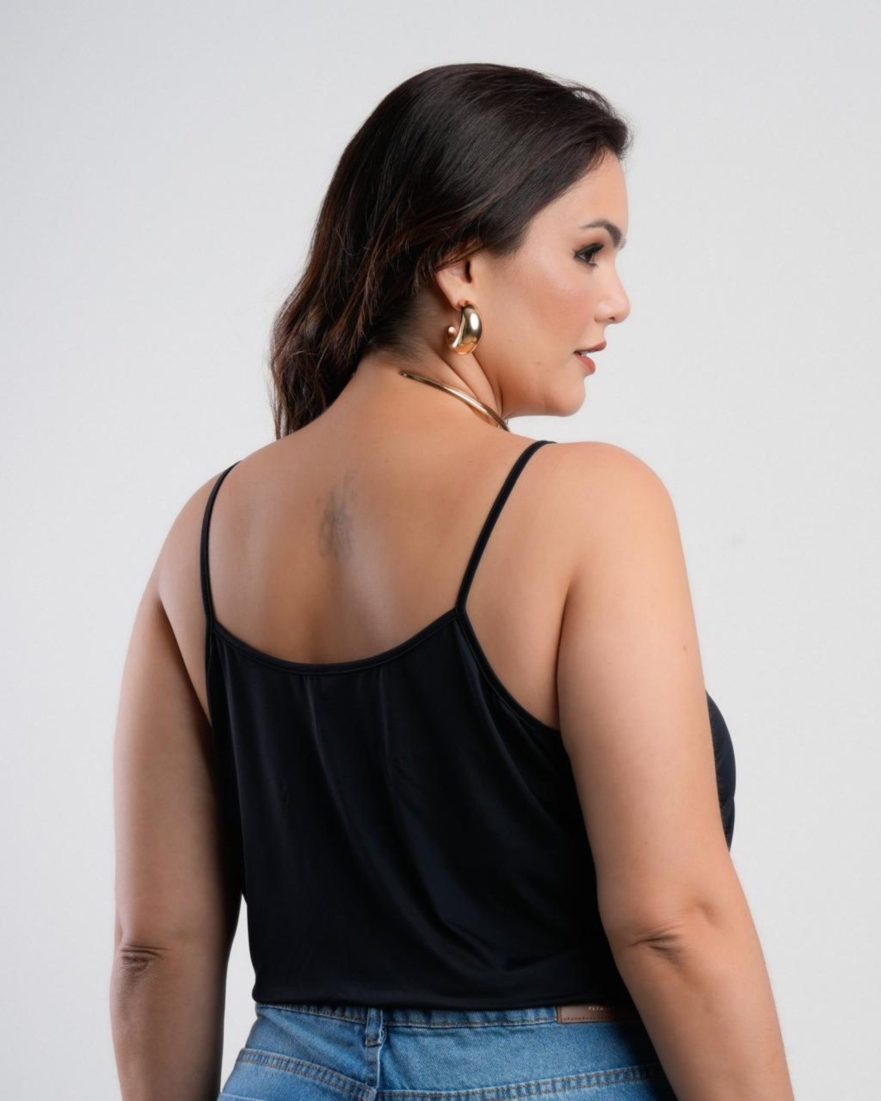 Vista 3 Regata Feminina Básica Sh Fashion Alça Fina Confortável Cor Preta preto SH FASHION preto