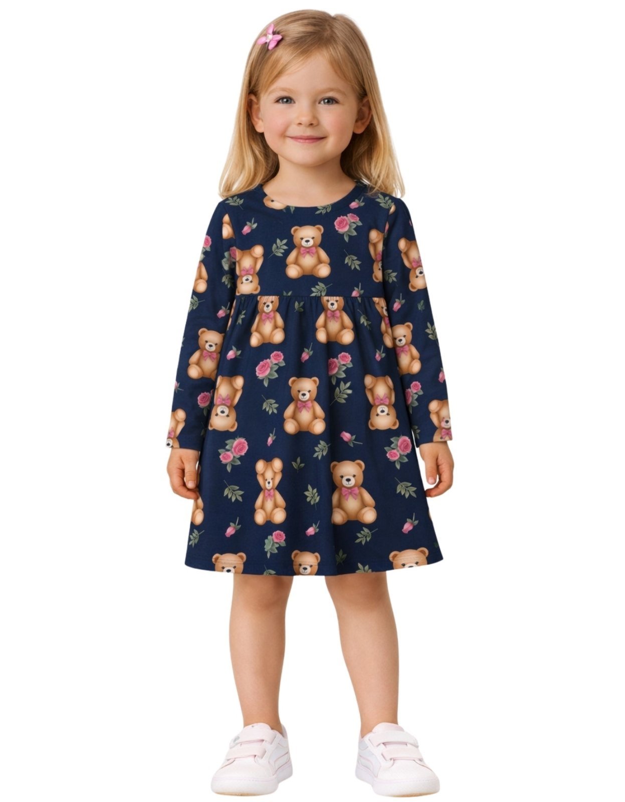 Vista 3 Infantil - Vestido Manga Longa Kyly Ursinhos azul marinho Kyly azul marinho