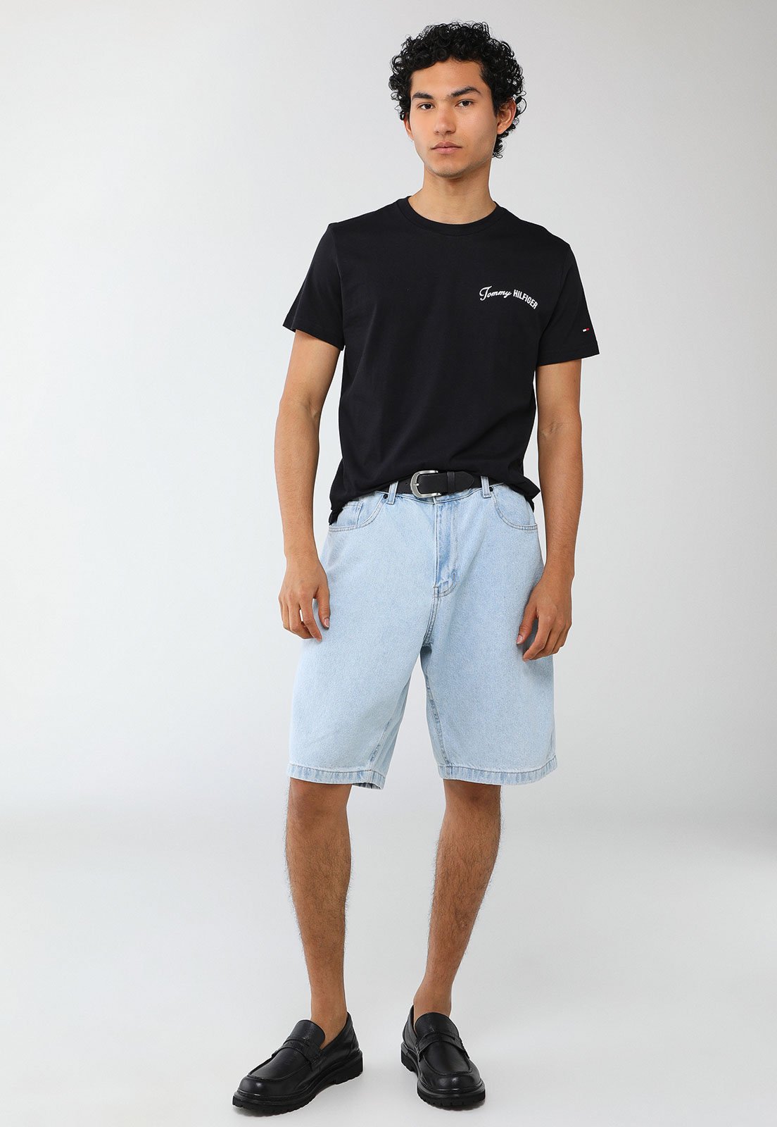Vista 3 Camiseta Masculina Tommy Hilfiger Hilfiger Amer Preta preto Tommy Hilfiger preto