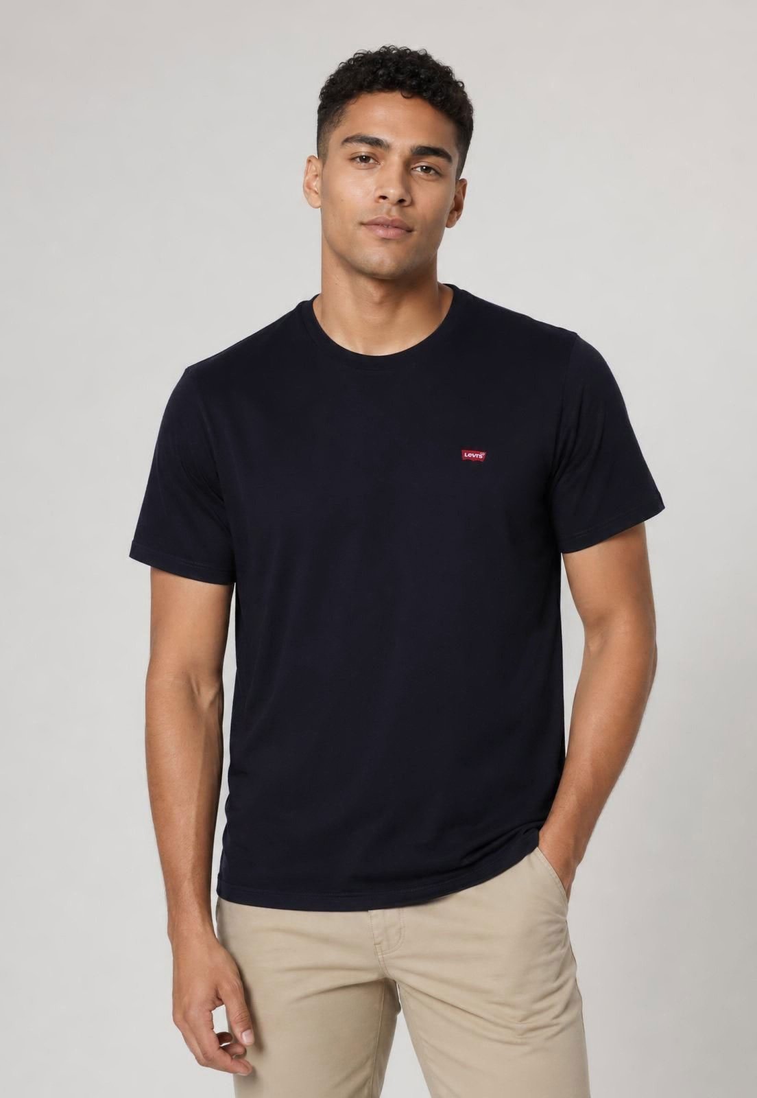 Camiseta Masculina Levis Logo Algodão Azul