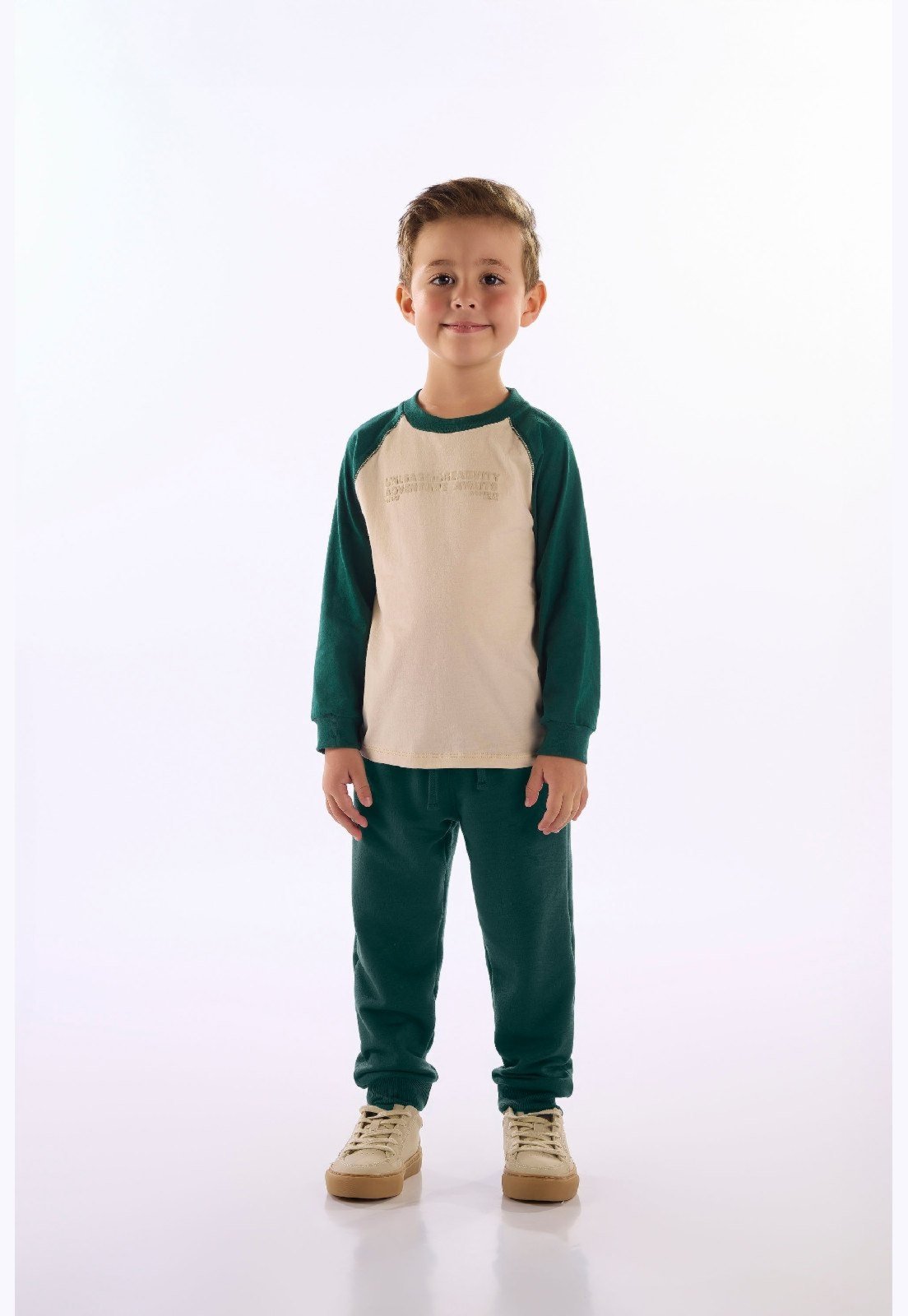 Infantil - Conjunto Raglan Aventura Up Baby Bege